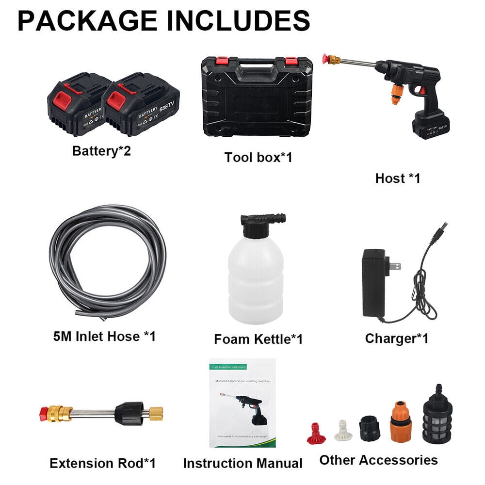Paddsun Cordless Pressure Washer, Portable High-Pressure Water Spray Gun for Car Cleaning (2 Batteries) lmb4i