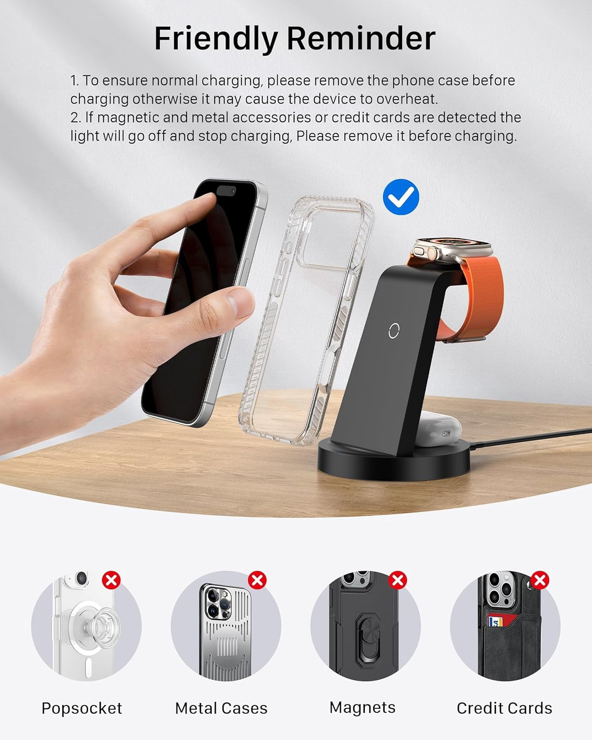 ETEPEHI 3-in-1 Wireless Charging Station for iPhone, iWatch, and AirPods (Black, 18W) nq7cv