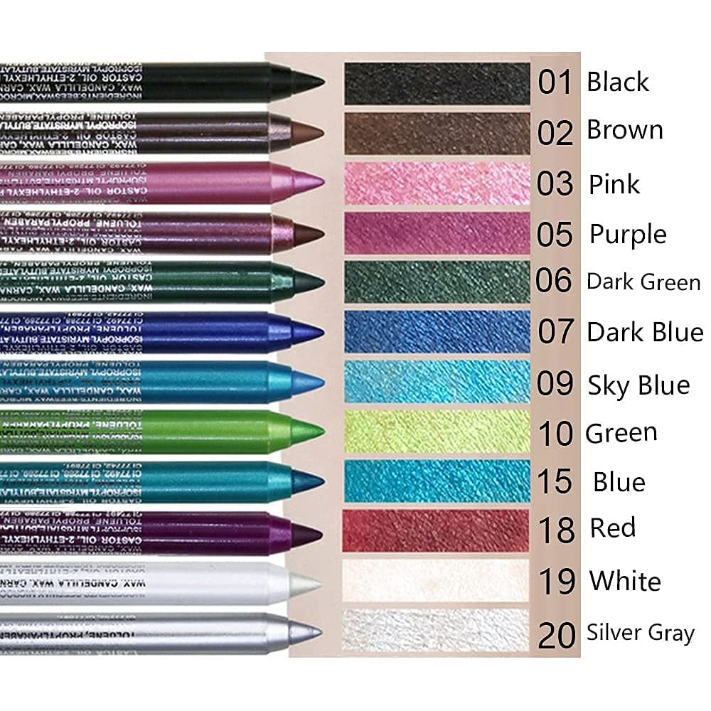 Livhil 12-Piece Colorful Eyeliner Pencil Set, Waterproof Gel Eye and Lip Liner Makeup (Multicolor, 12 Count) p9t73