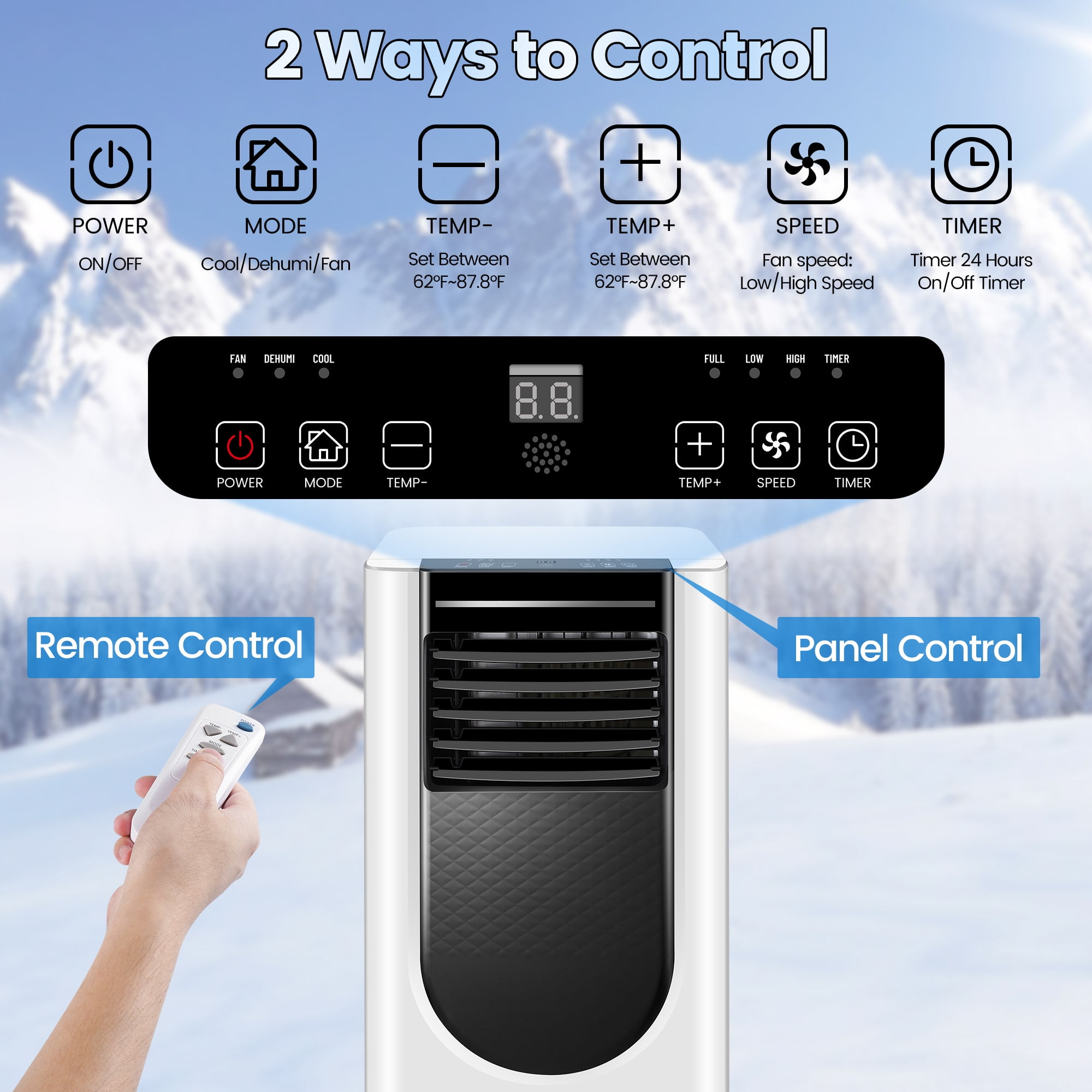 WANAI 8,000 BTU Portable Air Conditioner with Dehumidifier and Fan Mode (White, 250 sq. ft.) 07mpr