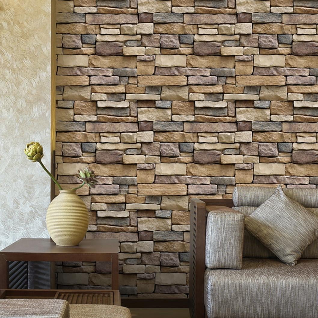 SIUBICH Peel and Stick Wallpaper, 3D Realistic Stone Textured Wall Covering for Backsplash and Countertop (Grey, 17.7 in x 118 in) kgufy