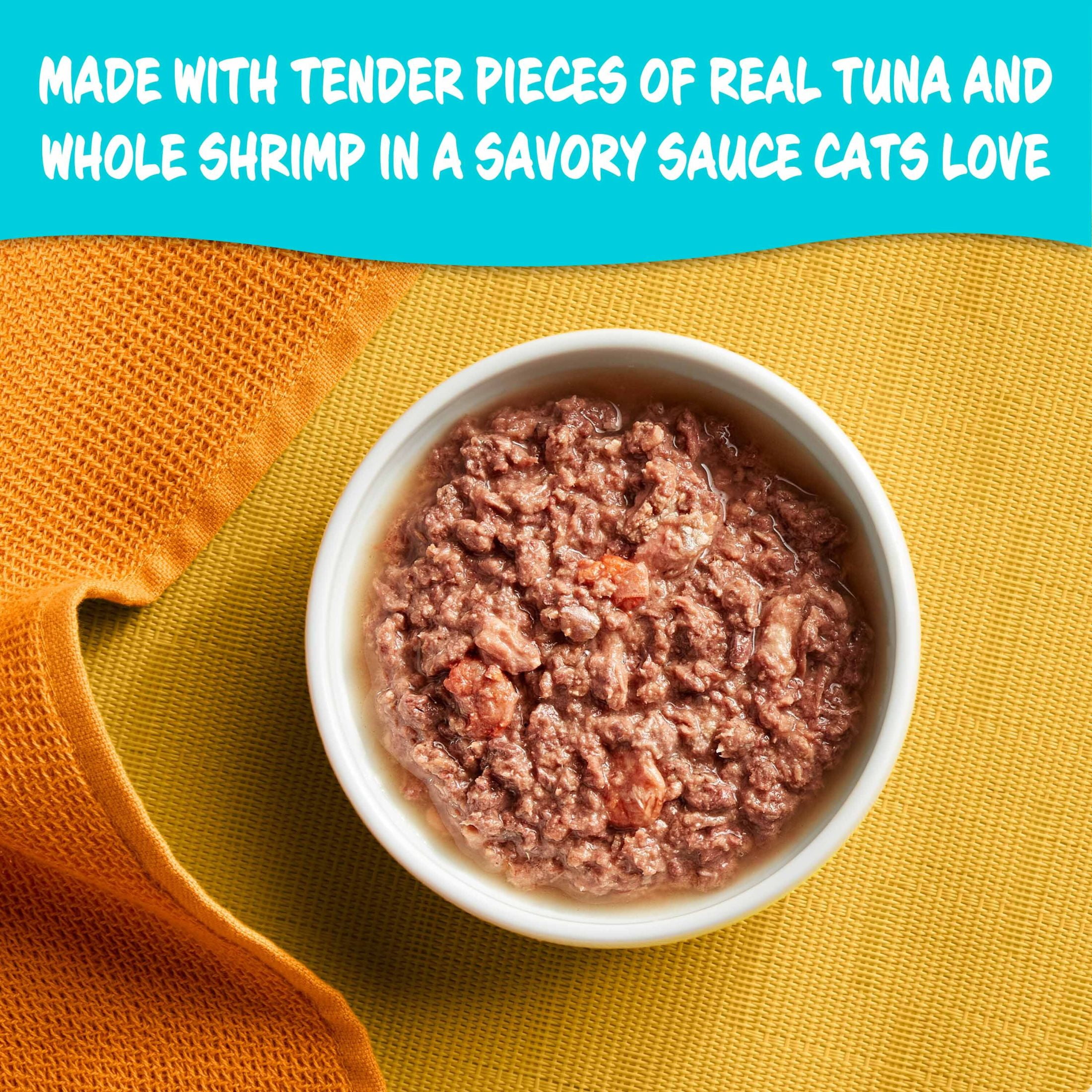 Meow Mix Tender Favorites Wet Cat Food with Real Tuna and Whole Shrimp (2.75 oz) vt2uh