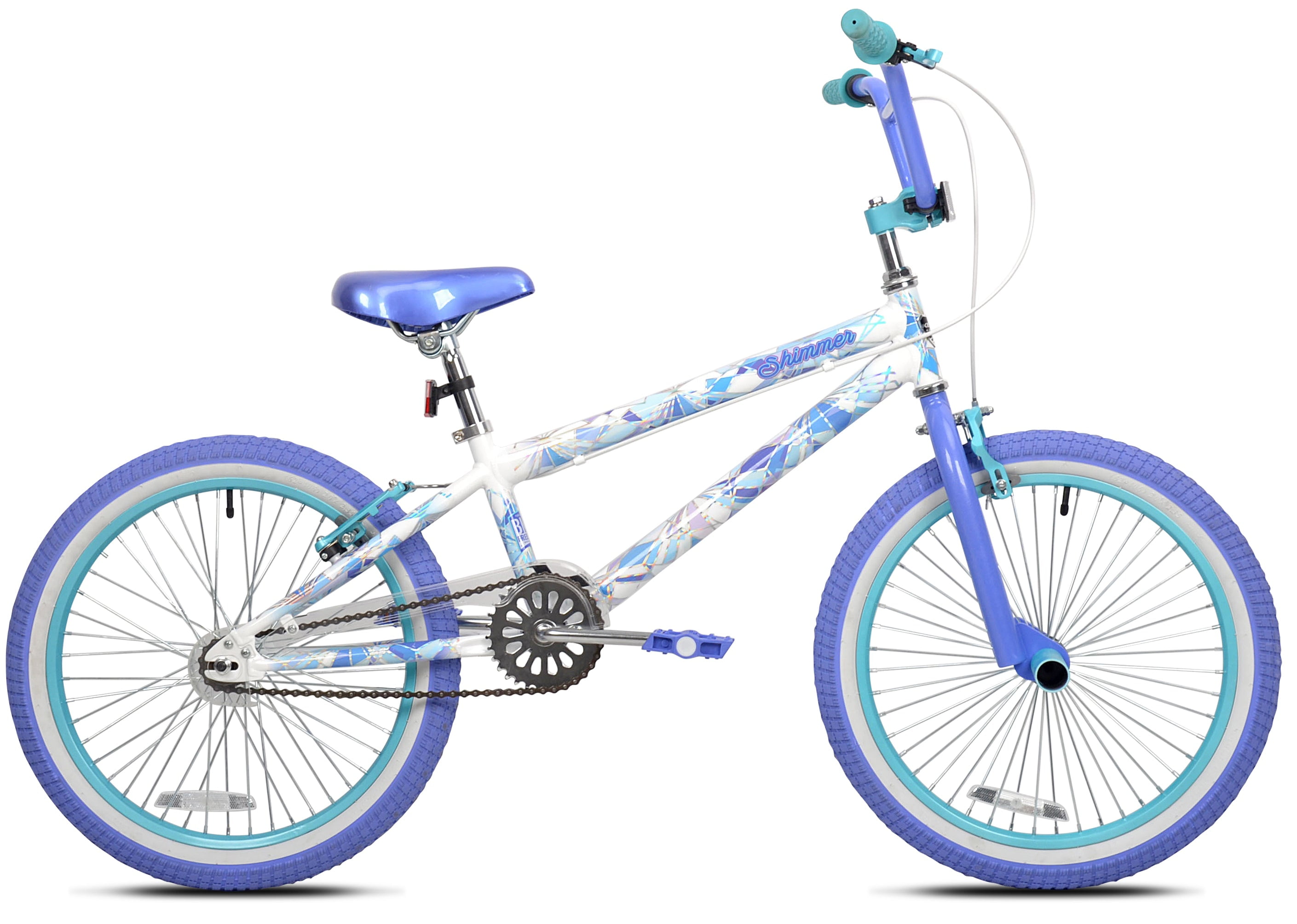 Kent Shimmer BMX Bicycle, Durable Steel Frame, Dual Caliper Brakes (White/Purple, 20 in) rzftm