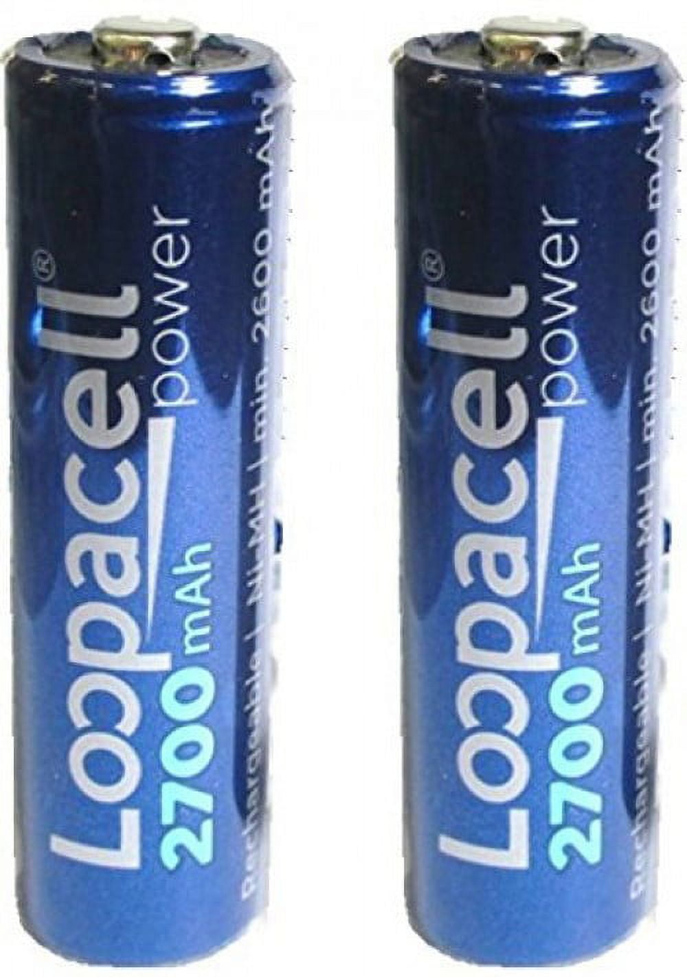 Loopacell AA Ni-MH Rechargeable Batteries High-Capacity Long-Lasting Power (2 Pack) hvro7
