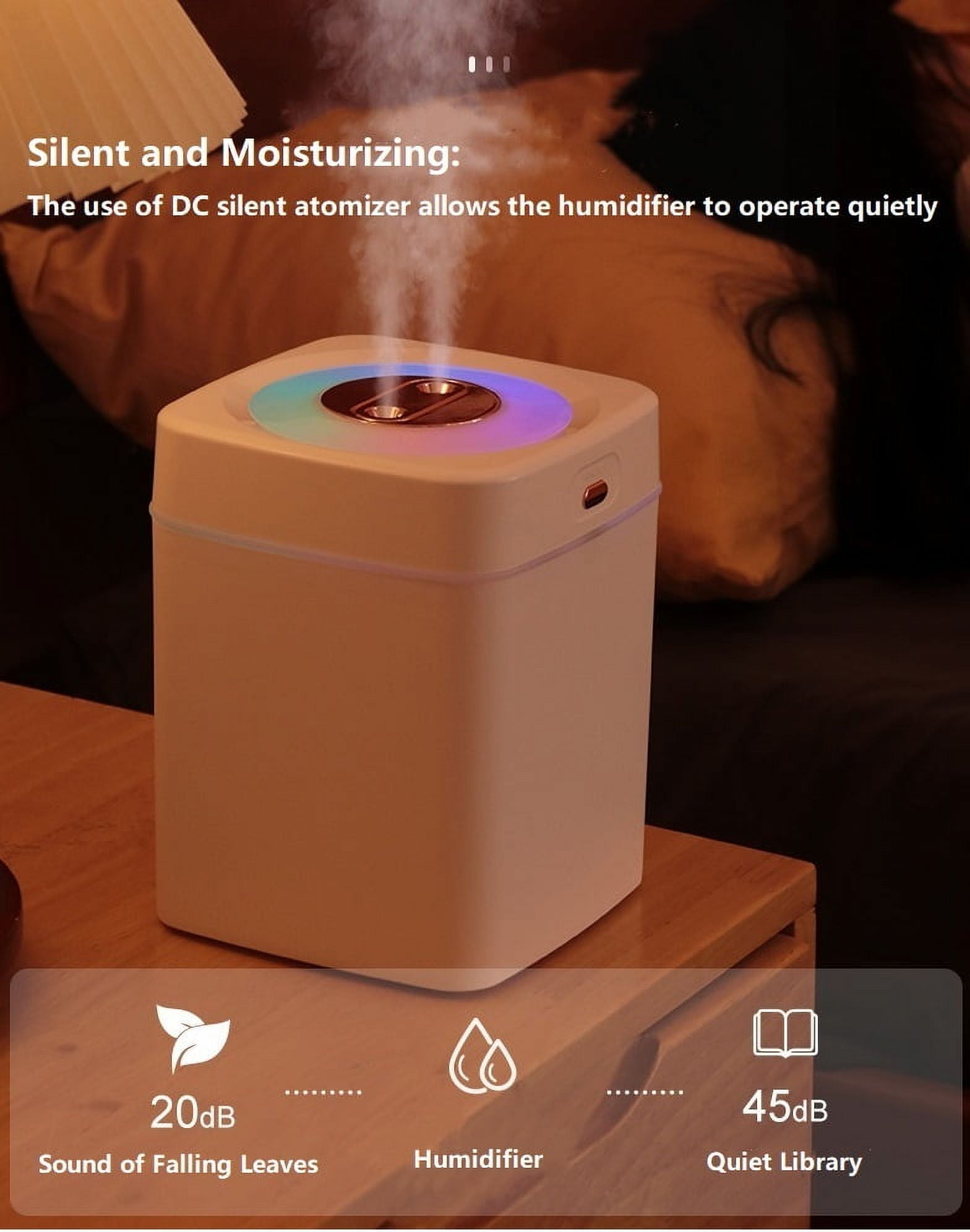 HHENGYISOUL Large Room Humidifier, Top Fill Ultrasonic Mist Maker with Dual Spray Ports and Night Light (White, 101 fl oz) 1uexa