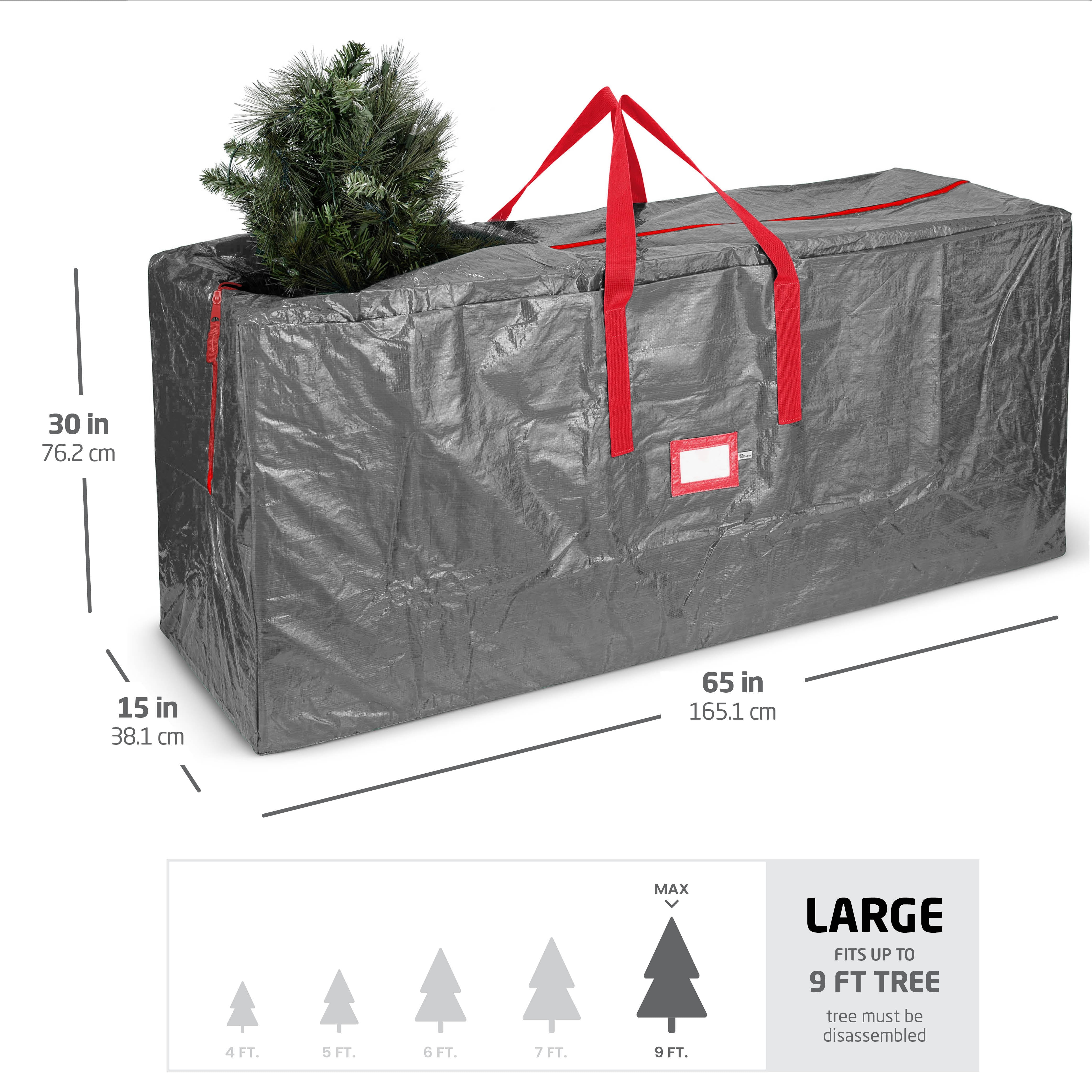 Zober Christmas Tree Storage Bag for Artificial Trees up to 9 ft Tall (Grey, 65 in x 15 in x 30 in) 4pcct
