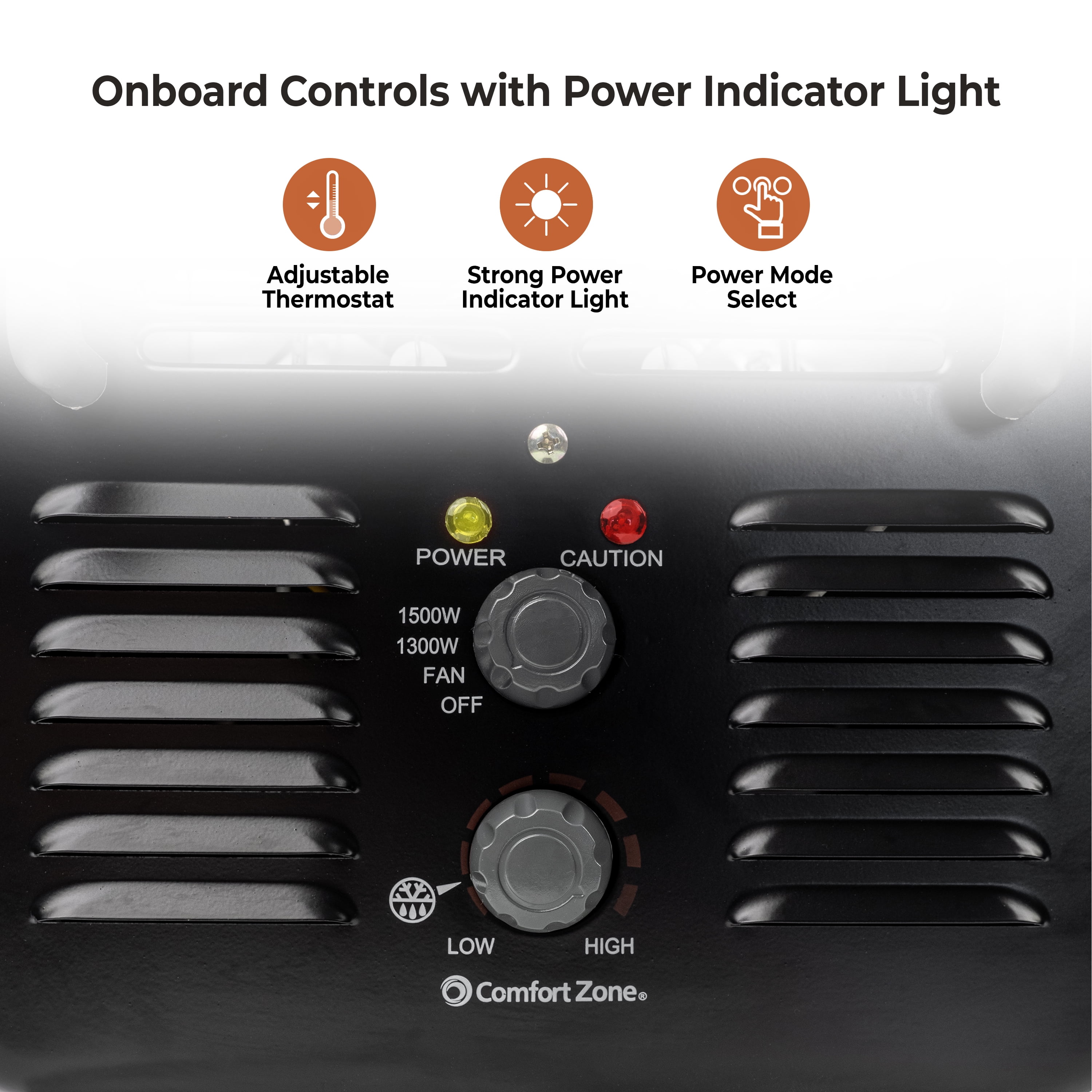 Comfort Zone Milkhouse Utility Space Heater with Adjustable Thermostat (Black, 1500 Watt) vwdzo