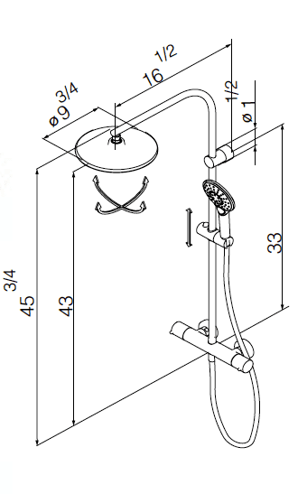 GRB Dry Thermostatic Shower Column System (Chrome, 48 in) t0694