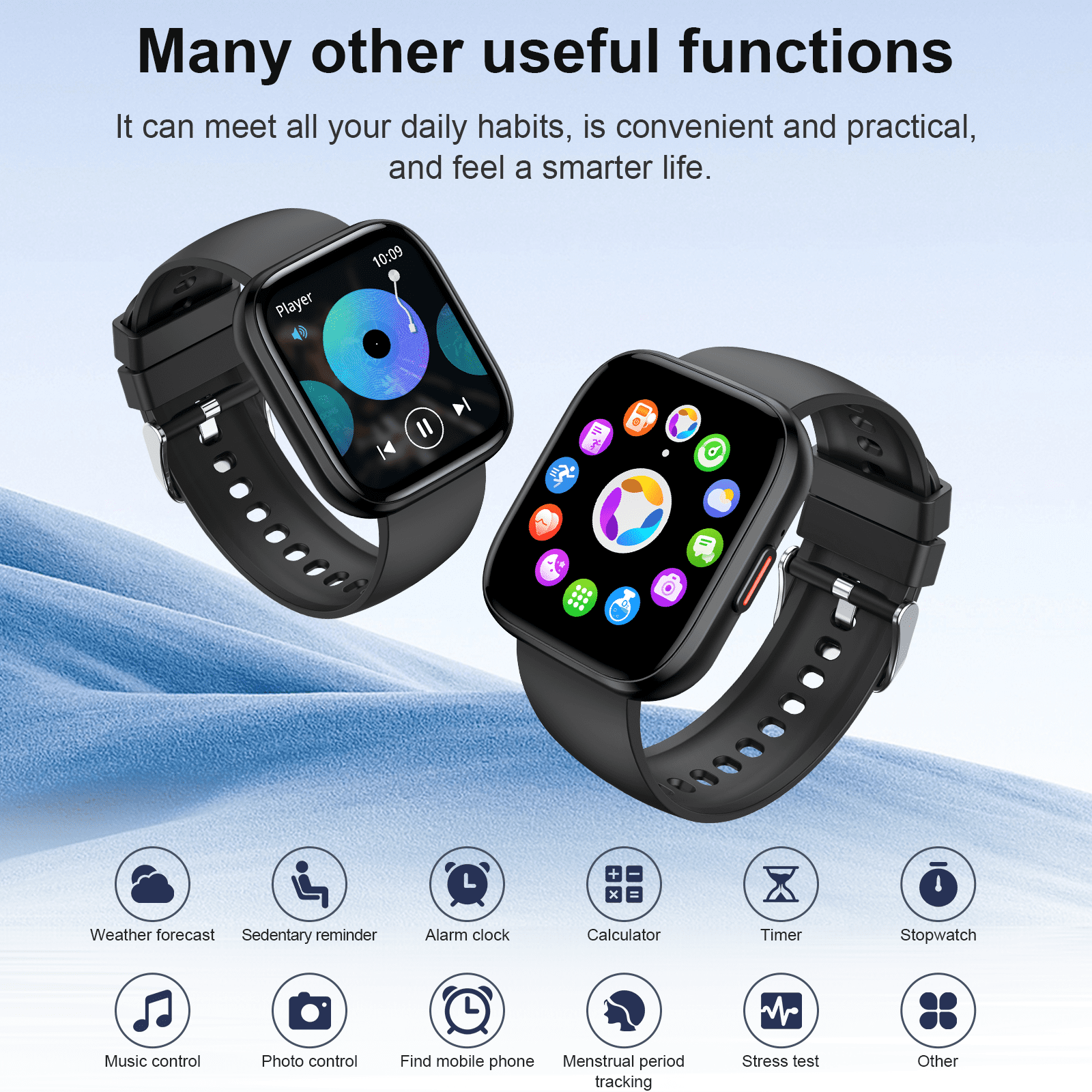 Geryst Smart Watch Bluetooth Call Fitness Tracker, 1.85 in HD Touch Screen Activity Monitor with Sleep Tracking (Black, 1.85 in) ontxa