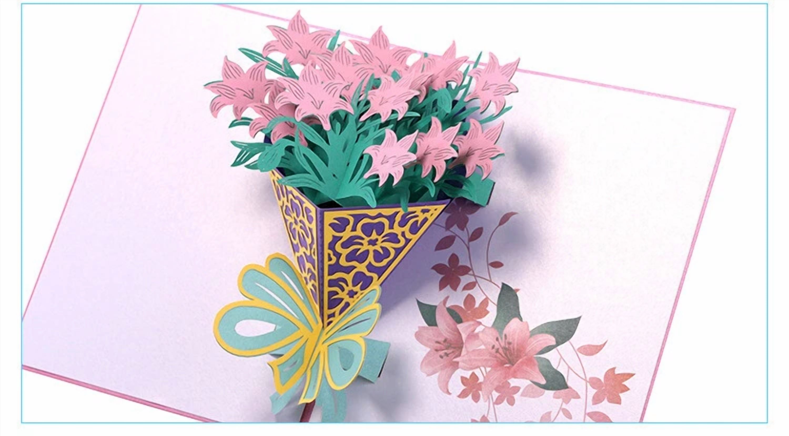 FLINT 3D Pop Up Greeting Card for Birthday Mother's Day Holiday Anniversary (5 in x 7 in) e8m0l