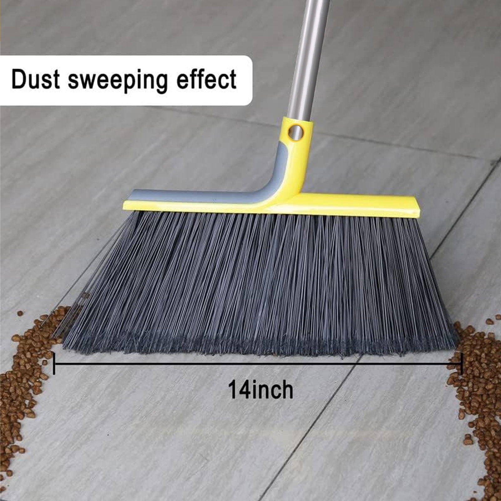 PandaGrip Heavy Duty Commercial Floor Broom with Adjustable Handle (Yellow, 58 in) lo1u5