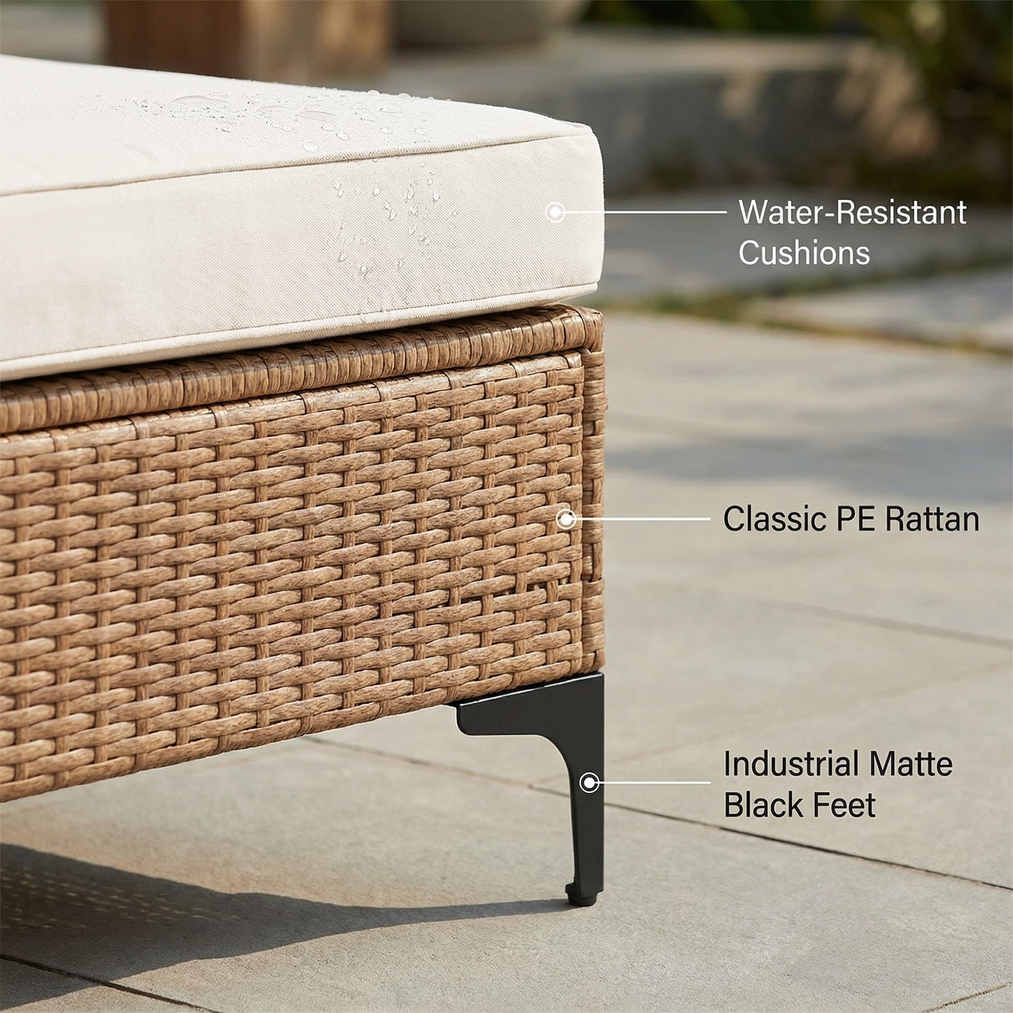 LAZZO 7-Piece Outdoor Conversation Set, Wicker Patio Furniture with Cushions and Coffee Table (Beige, 7-Piece) 4dxaf