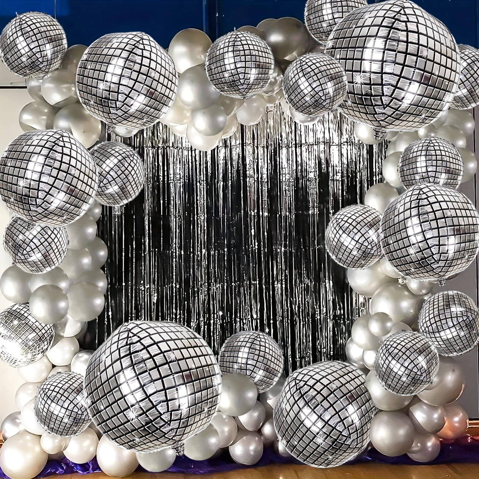 Beyondtrade 4D Metal Silver Disco Themed Party Balloons Set (20 Pieces, 10 in to 32 in) ymxz9