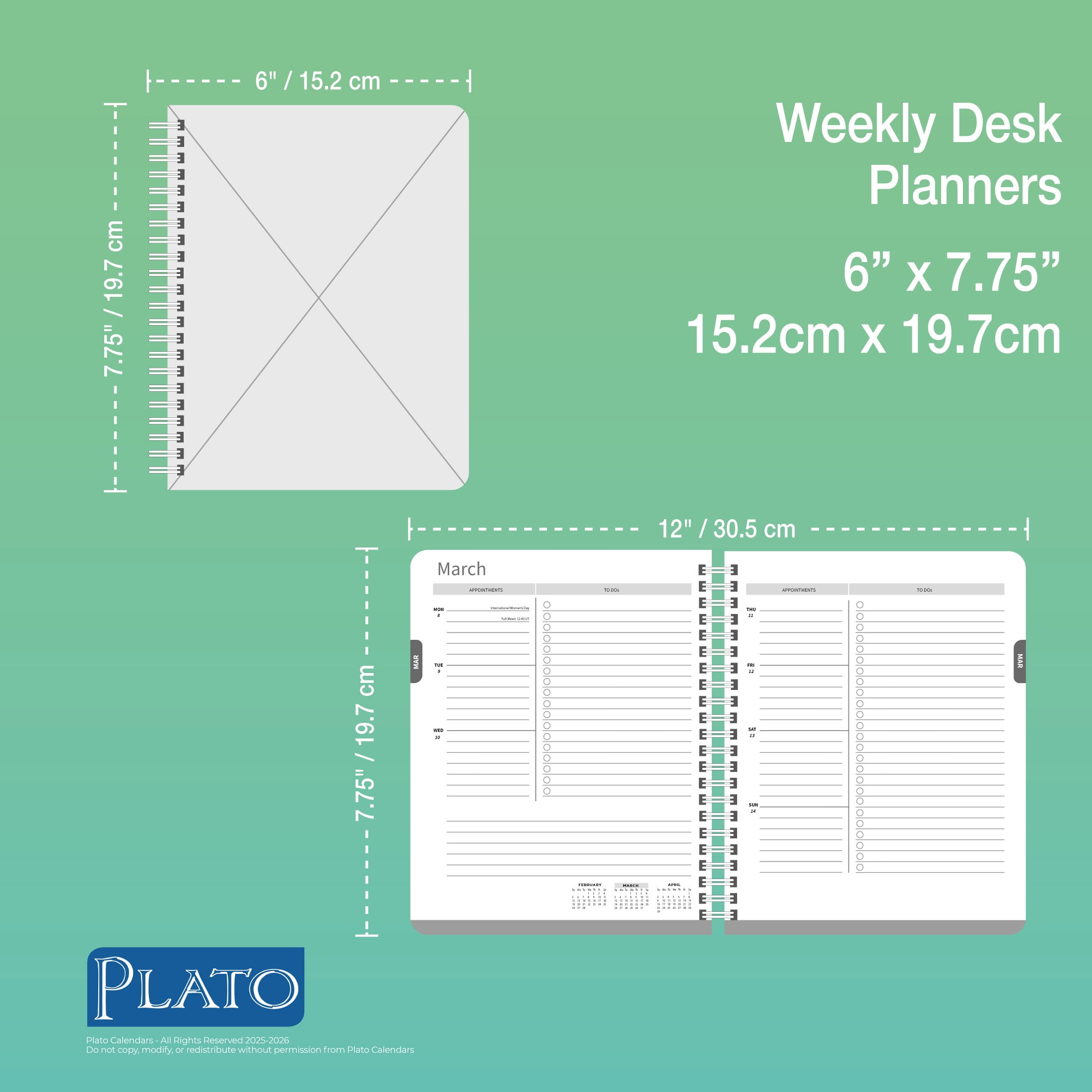 Plato Weekly Academic Desk Planner, 18-Month Organizer, July 2025 - December 2026 (Black, 6 in x 7.75 in) h7ds4