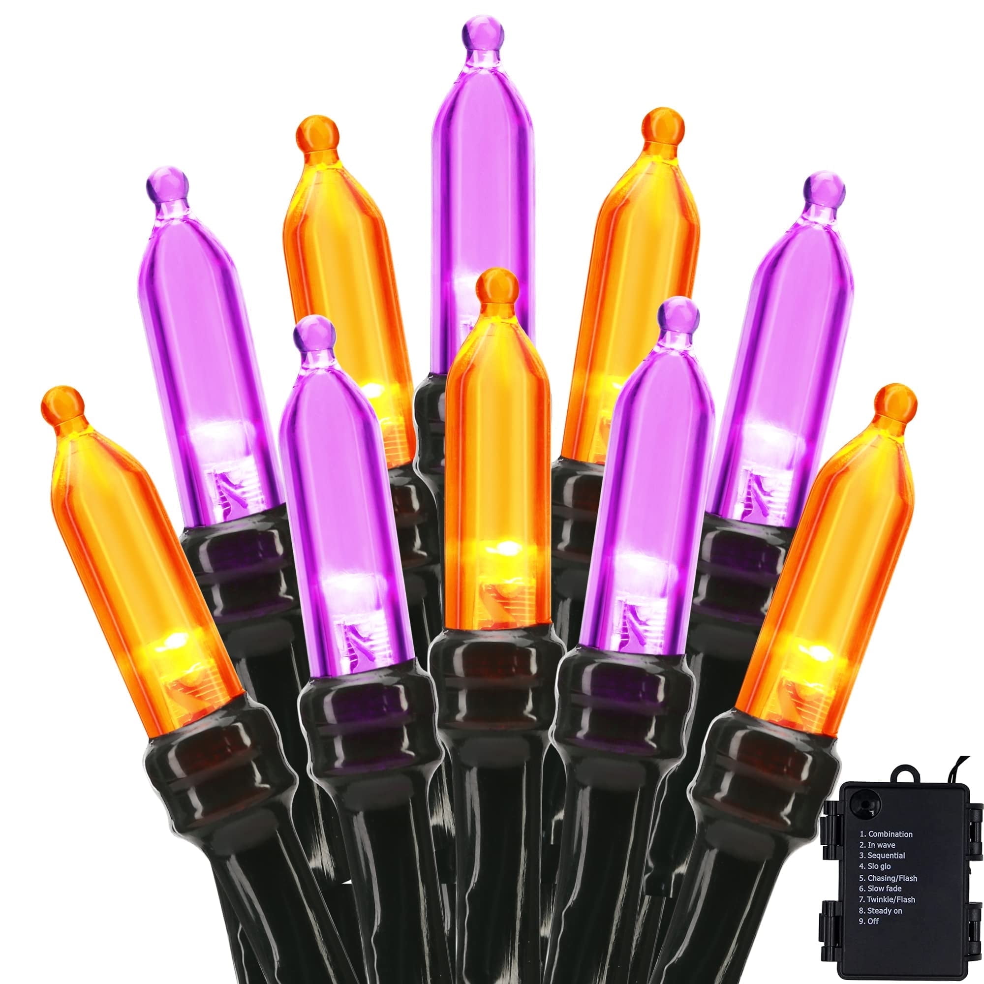 Tetou Halloween String Lights, 100 LED Waterproof Decorative Lights with 8 Lighting Modes and Timer (Orange, 33 ft) o4tvf