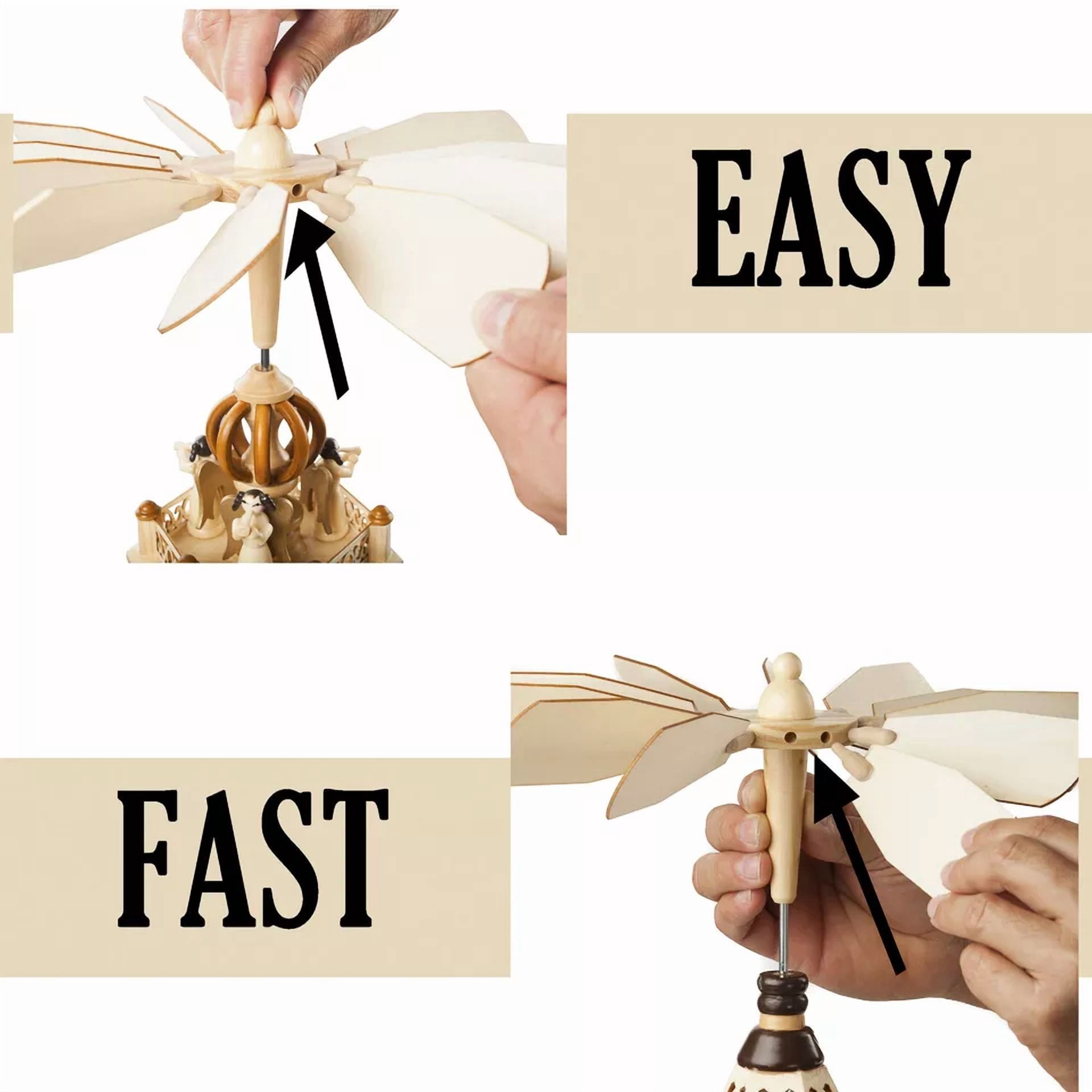VAULT German Christmas Pyramid Replacement Fan Blades, Natural Wood Finish (12 Piece Set) kw5k8