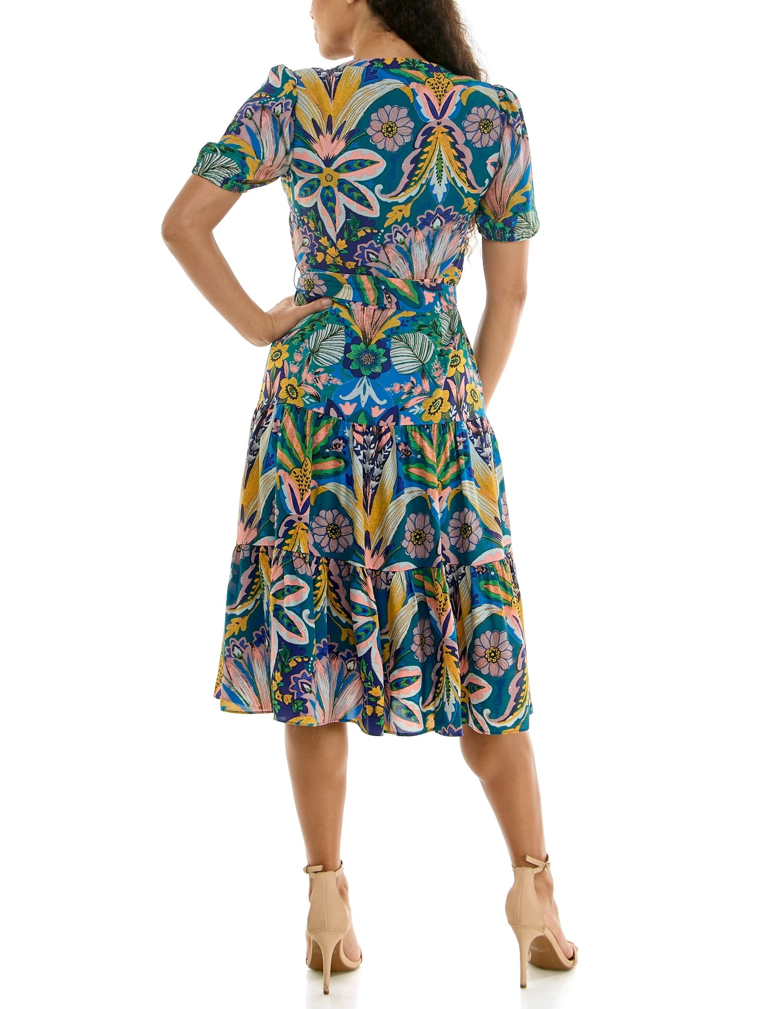 Nanette Lepore Womens Tie Waist Shirtdress Elegant Tiered Hem (Blue, L) 2f0lk