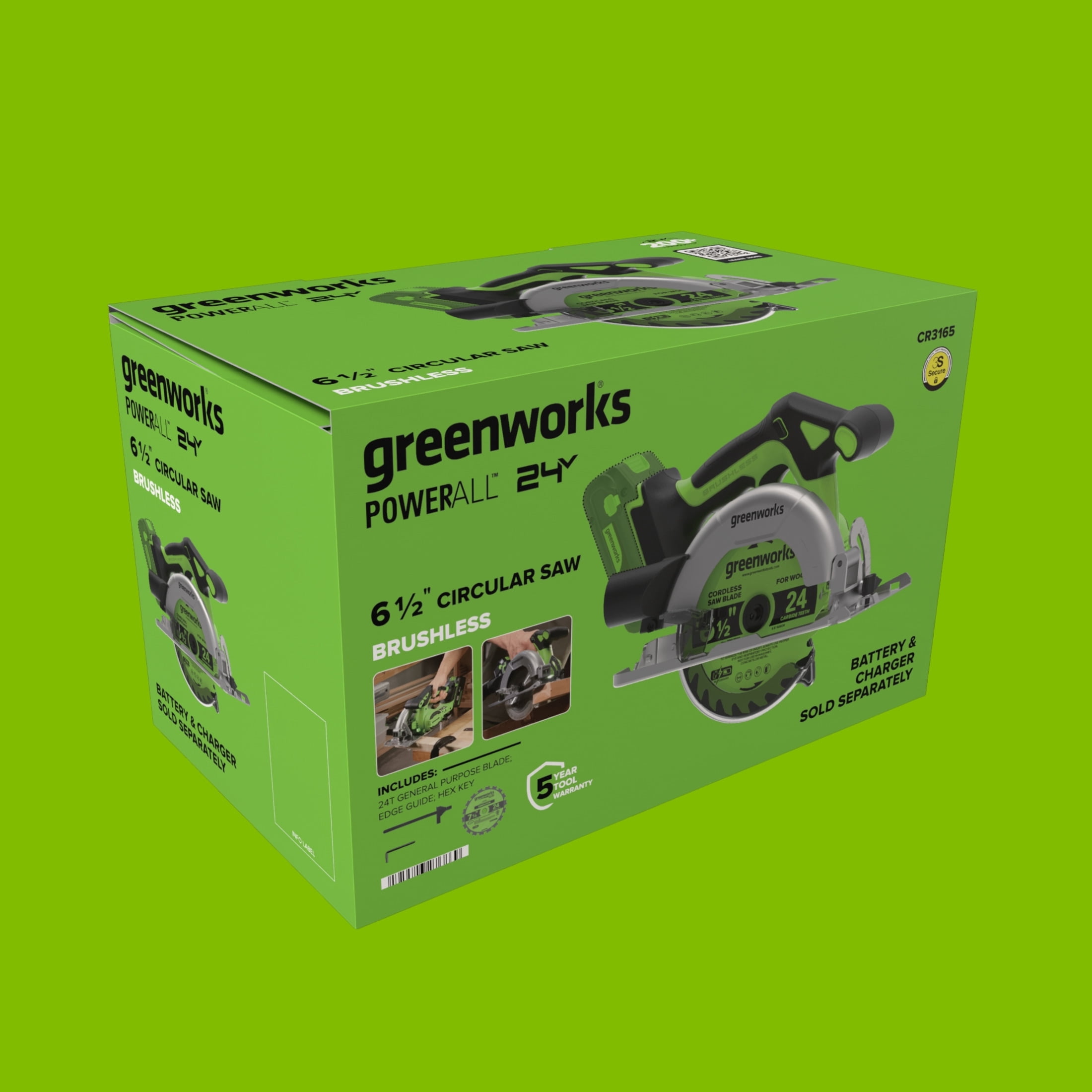 Greenworks PowerAll 24V Brushless 6-1/2 in Circular Saw (5000 RPM, Tool Only) dwp7v