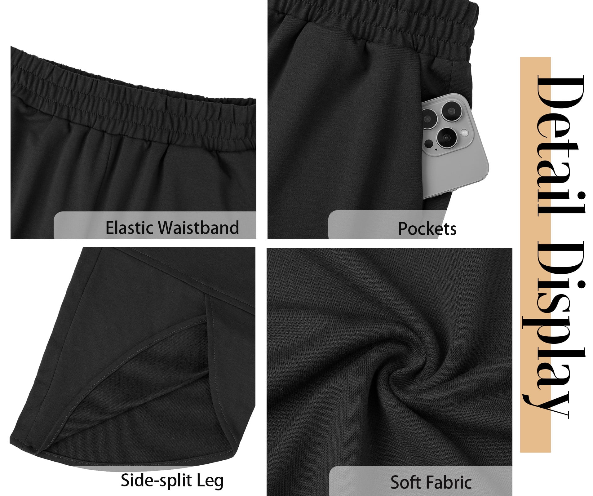 Fantaslook Women's Wide Leg Capri Pants High Waisted Harem Sweatpants with Pockets (Black, S-2XL) r2xe7