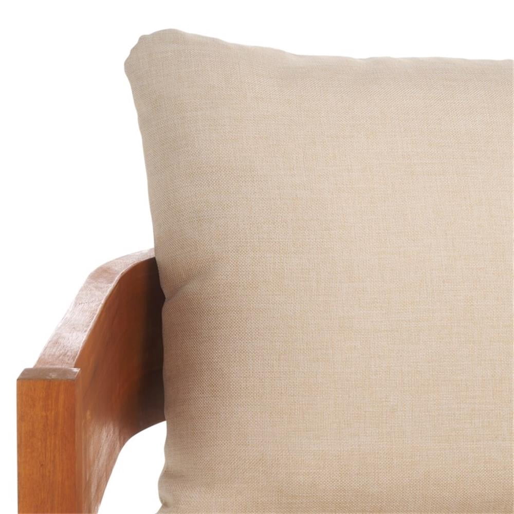 Pemberly Row Outdoor Teak Wood Sofa with Polyester Cushions (Natural/Taupe, 72 in) sf89j