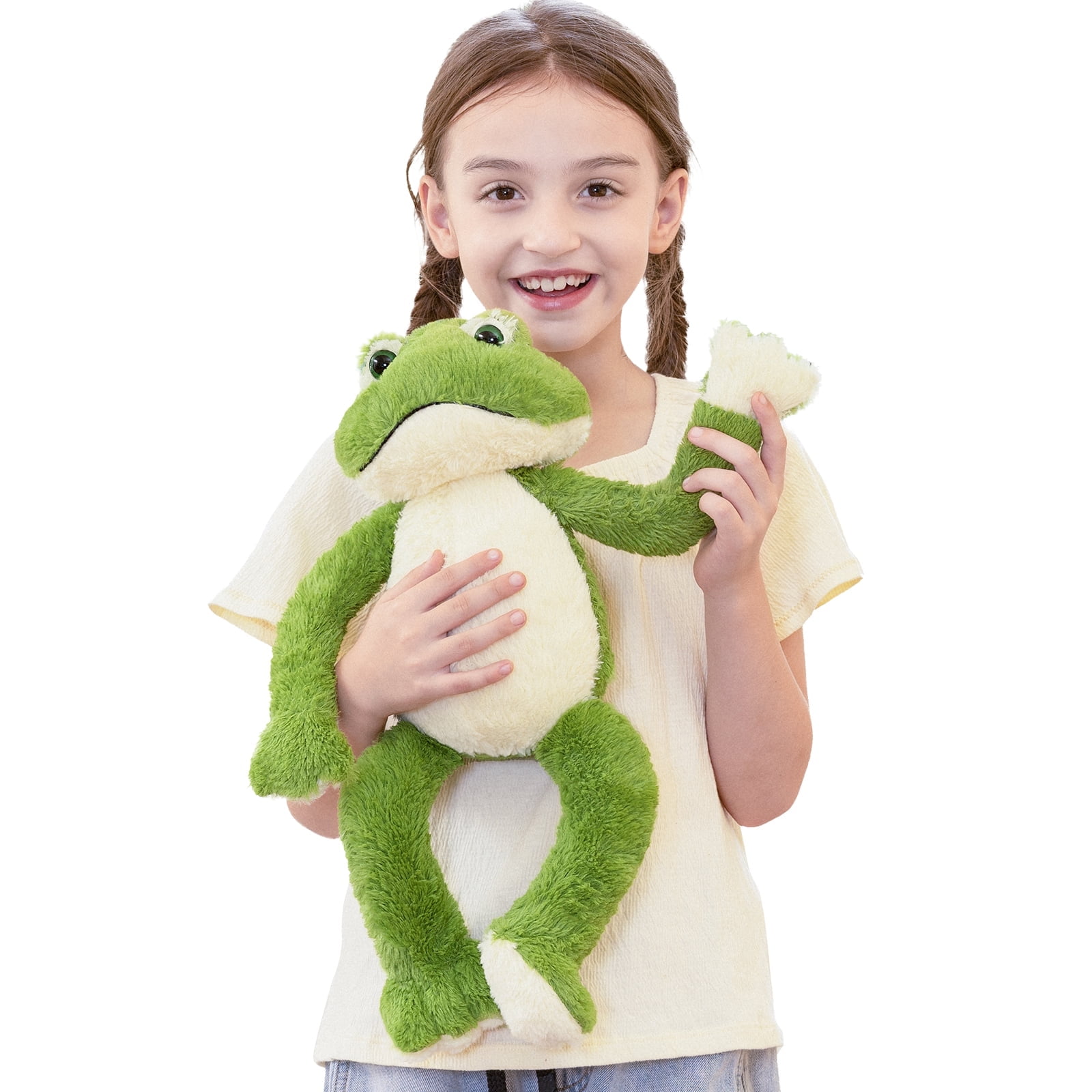 MaoGoLan Plush Frog Stuffed Animal Soft Toy with White Belly (Green, 17 in) ux28u