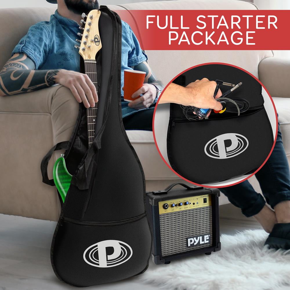 Pyle Electric Guitar Starter Kit with Amplifier and Accessories (Blue, Full Size) hsxid