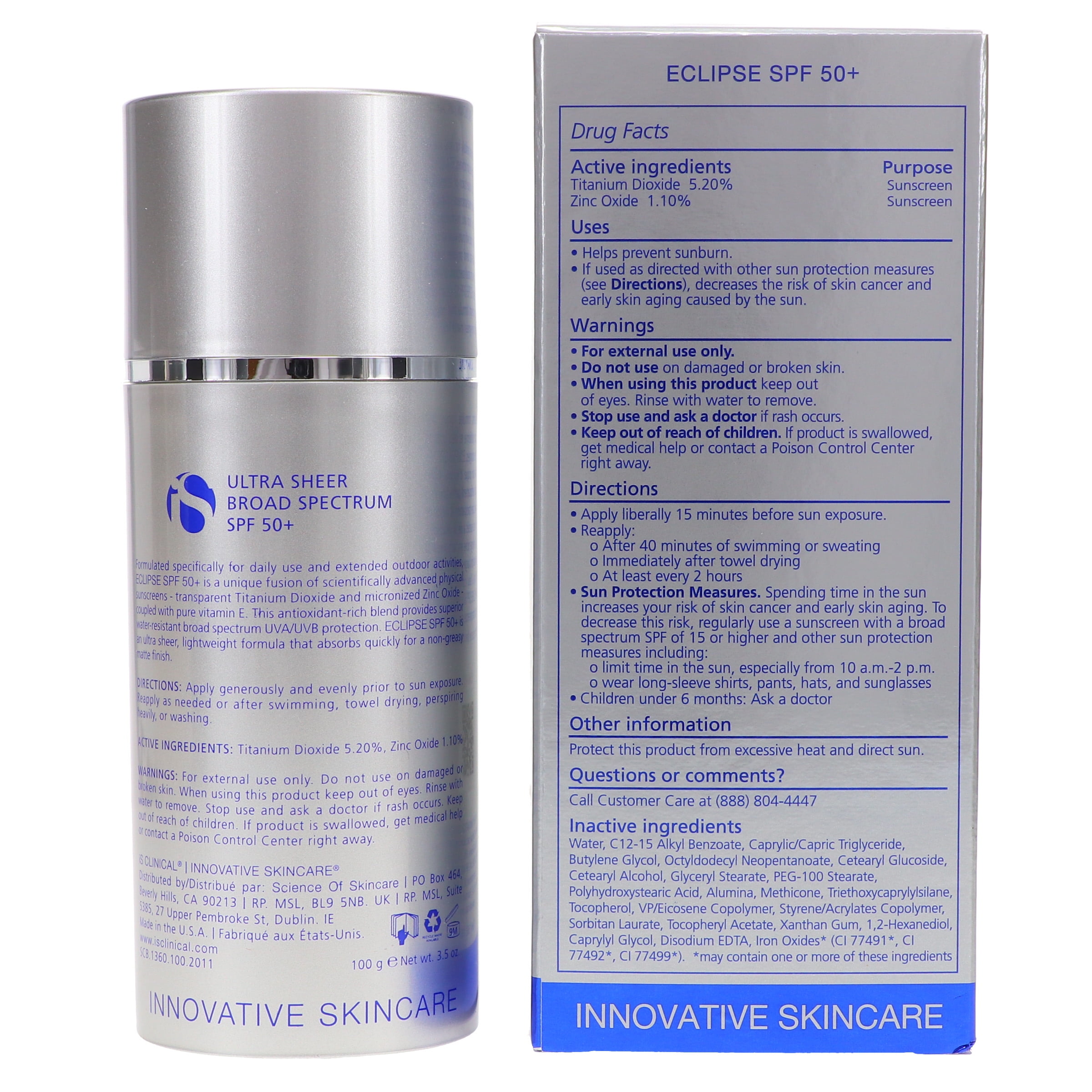 iS CLINICAL Eclipse SPF 50+ Sunscreen Broad-Spectrum UVA/UVB Protection (Clear, 3.5 oz) km8h6