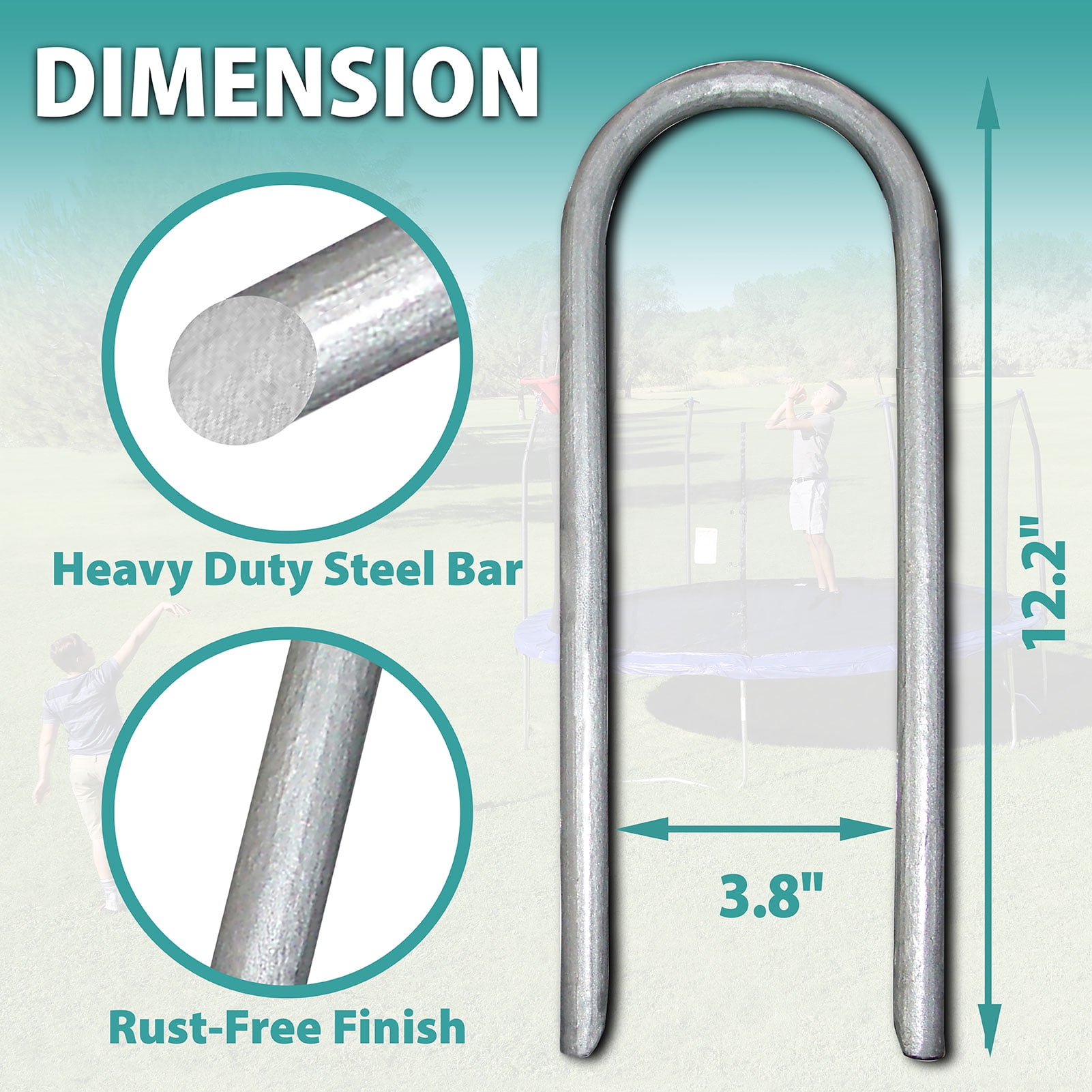 Skywalker Trampolines Heavy Duty Wind Stakes (Grey, 4-Pack) Galvanized Steel Ground Anchors for Storm Stabilization c6dyx