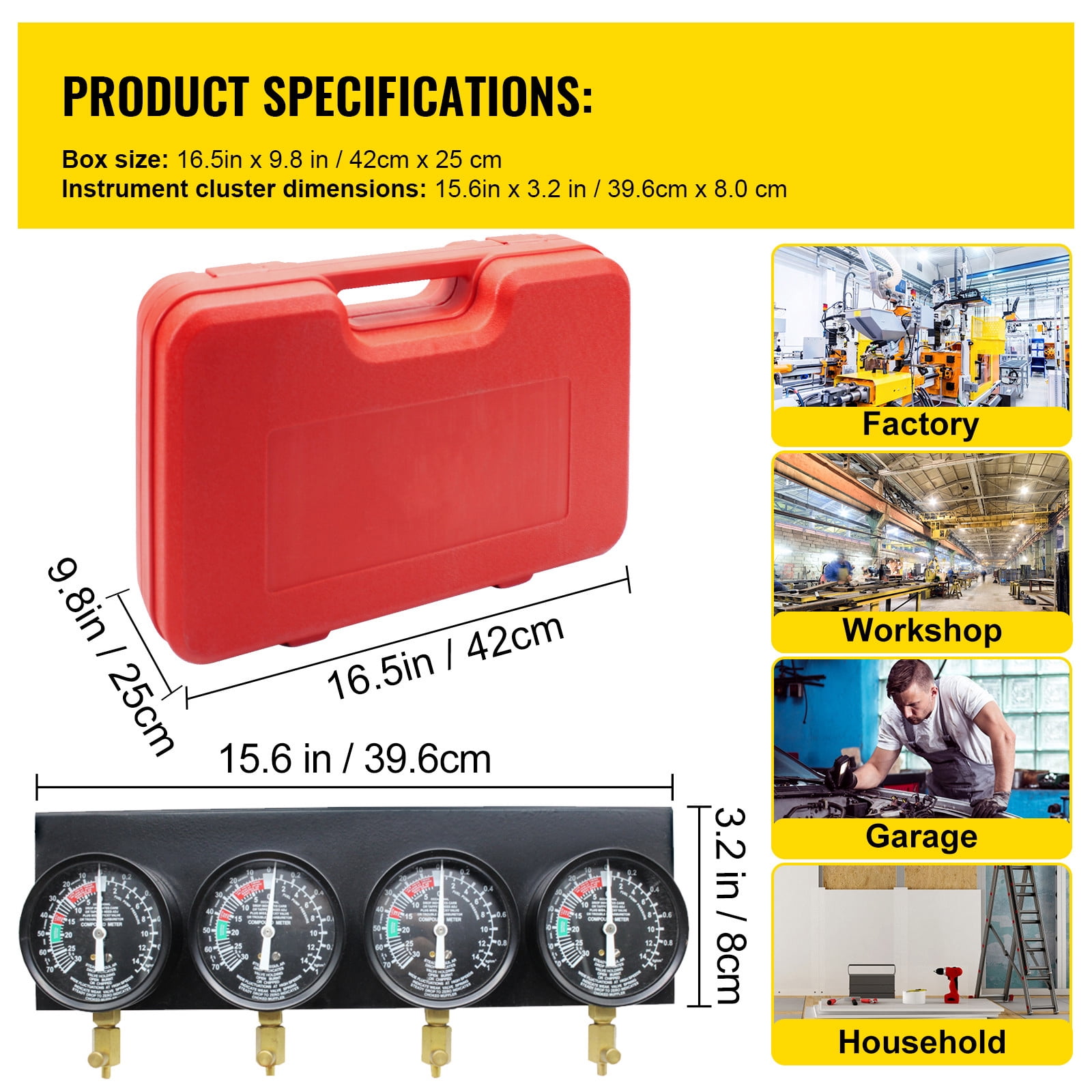 KFFKFF Carburetor Synchronization Tool Kit with 4 Precision Gauges and Carrying Case (4-Piece Set) 0rse8