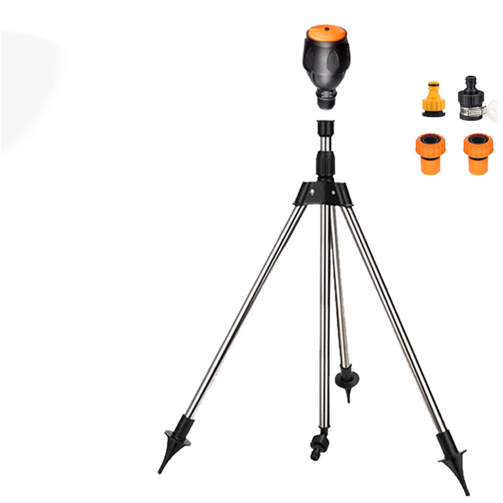 JJBNSH Rotating Tripod Sprinkler System, 360 Degree Automatic Rotary Irrigation Stand with Telescopic Support (Stainless Steel, 1 Pack) tj8b8