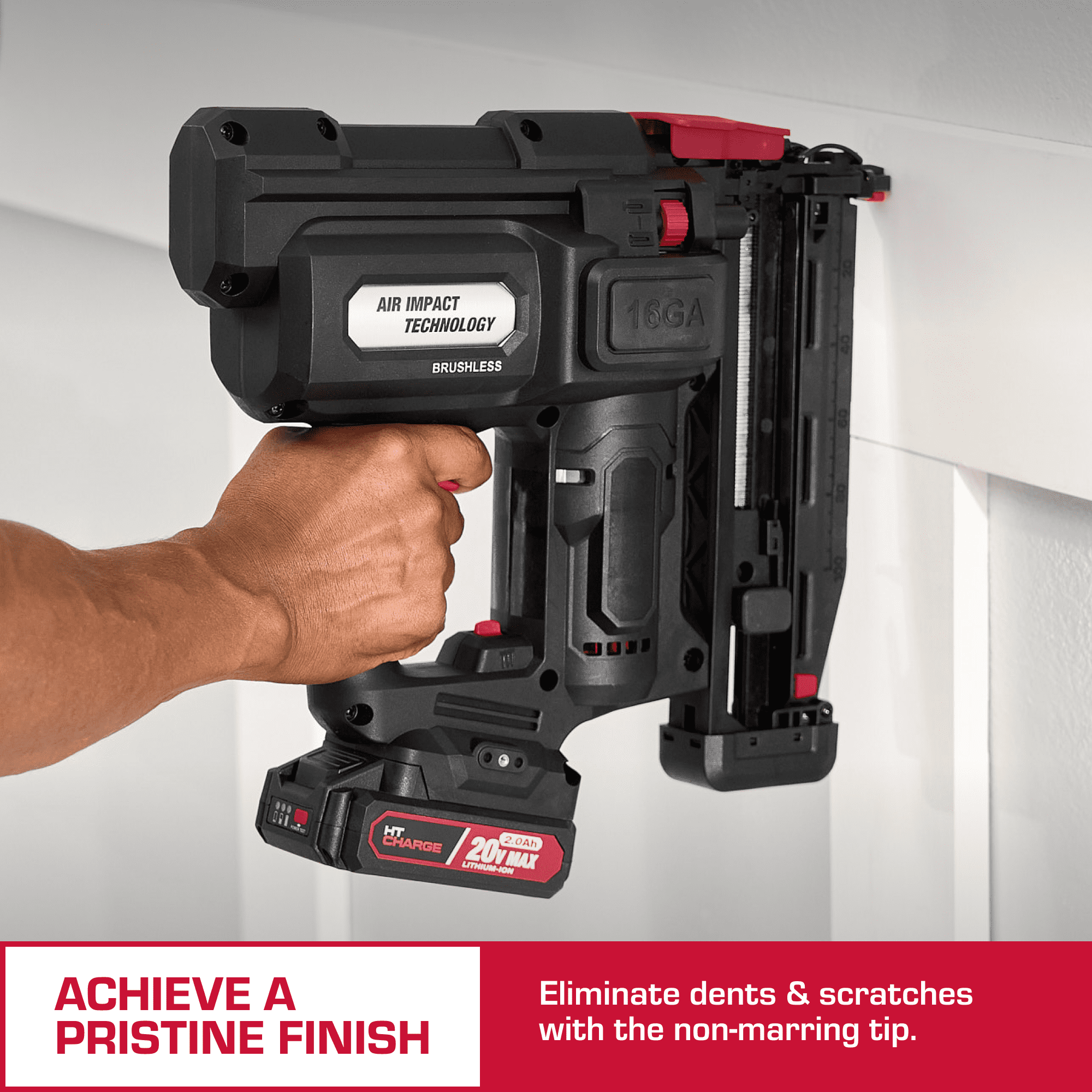 Hyper Tough 20V Brushless Cordless 16-Gauge Finish Nailer Kit (Black, 5/8 to 2-1/2 in) xk8fg