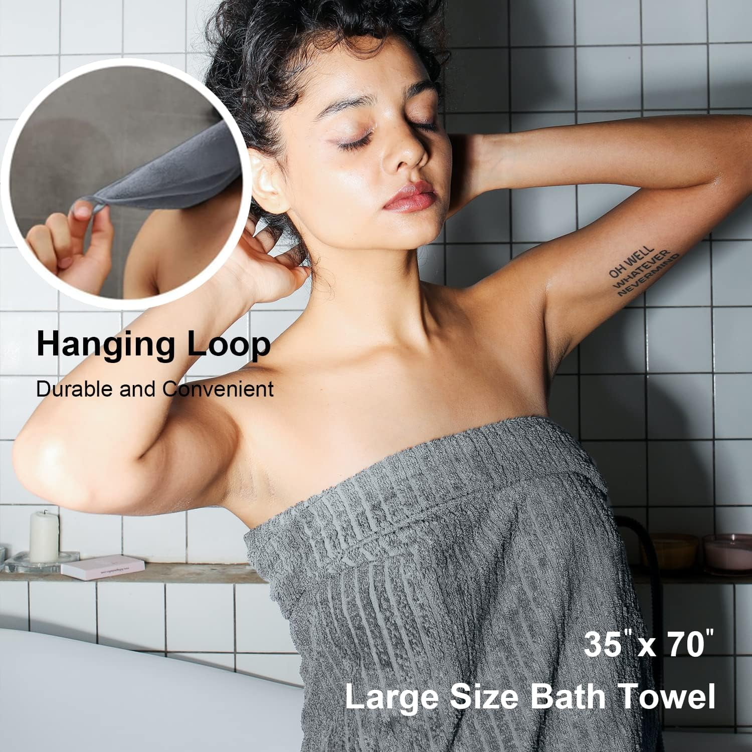 Jessy Home Oversized Microfiber Bath Towels Set (Dark Gray, 4 Pack, 35 in x 70 in) j6e97
