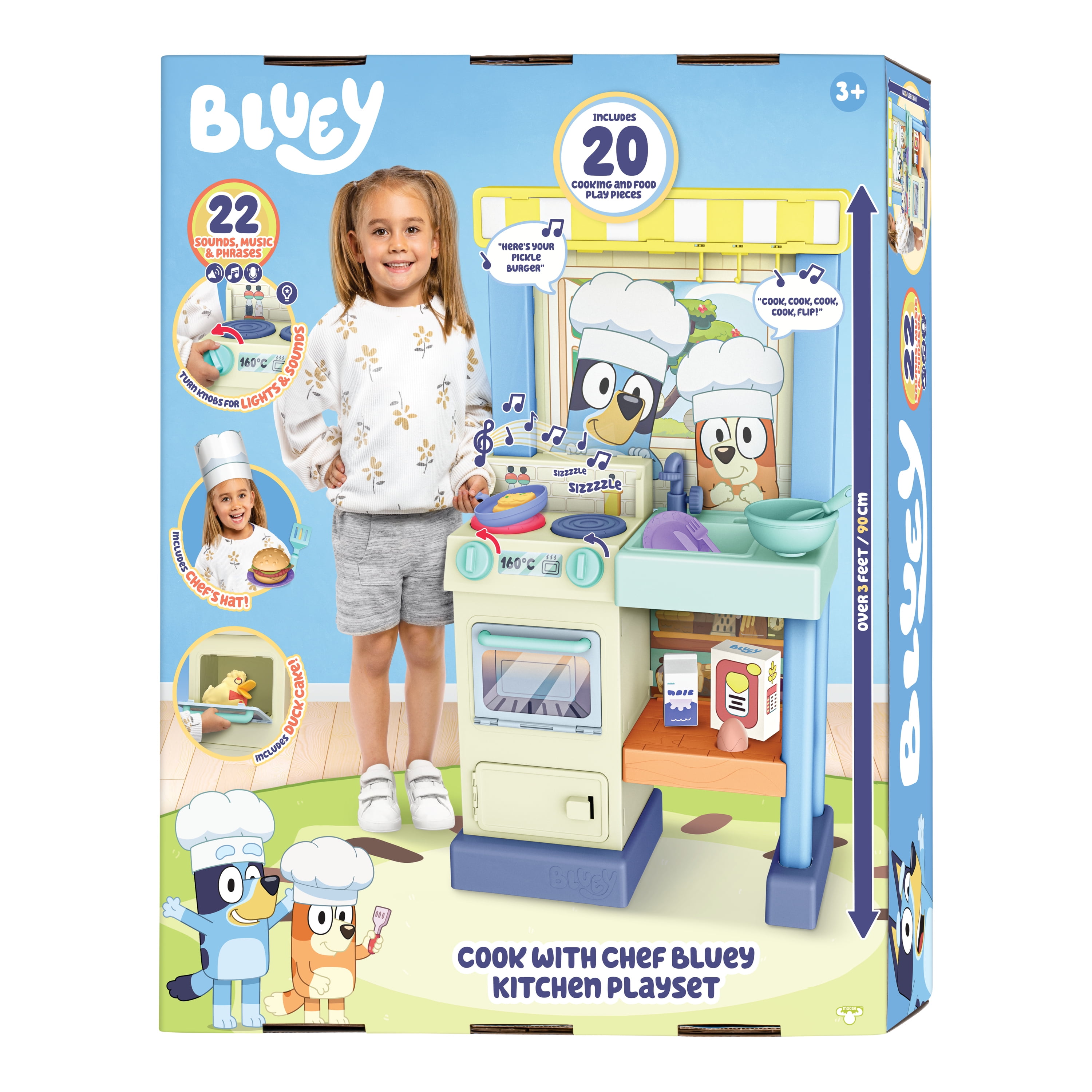 Bluey Cook & Clean Kitchen Playset with Interactive Lights and Sounds (Blue, 3 ft) ggnqk