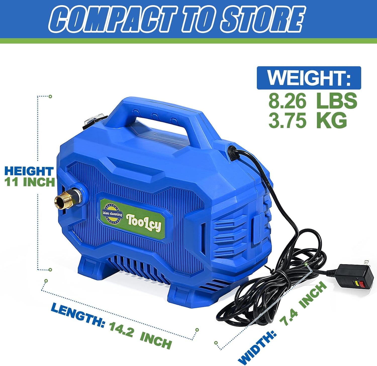 TOOLCY Electric Pressure Washer with 50 ft Hose, Short Gun, Extension Wand, Foam Cannon, and 5 Nozzles (2030 PSI) gz9bm