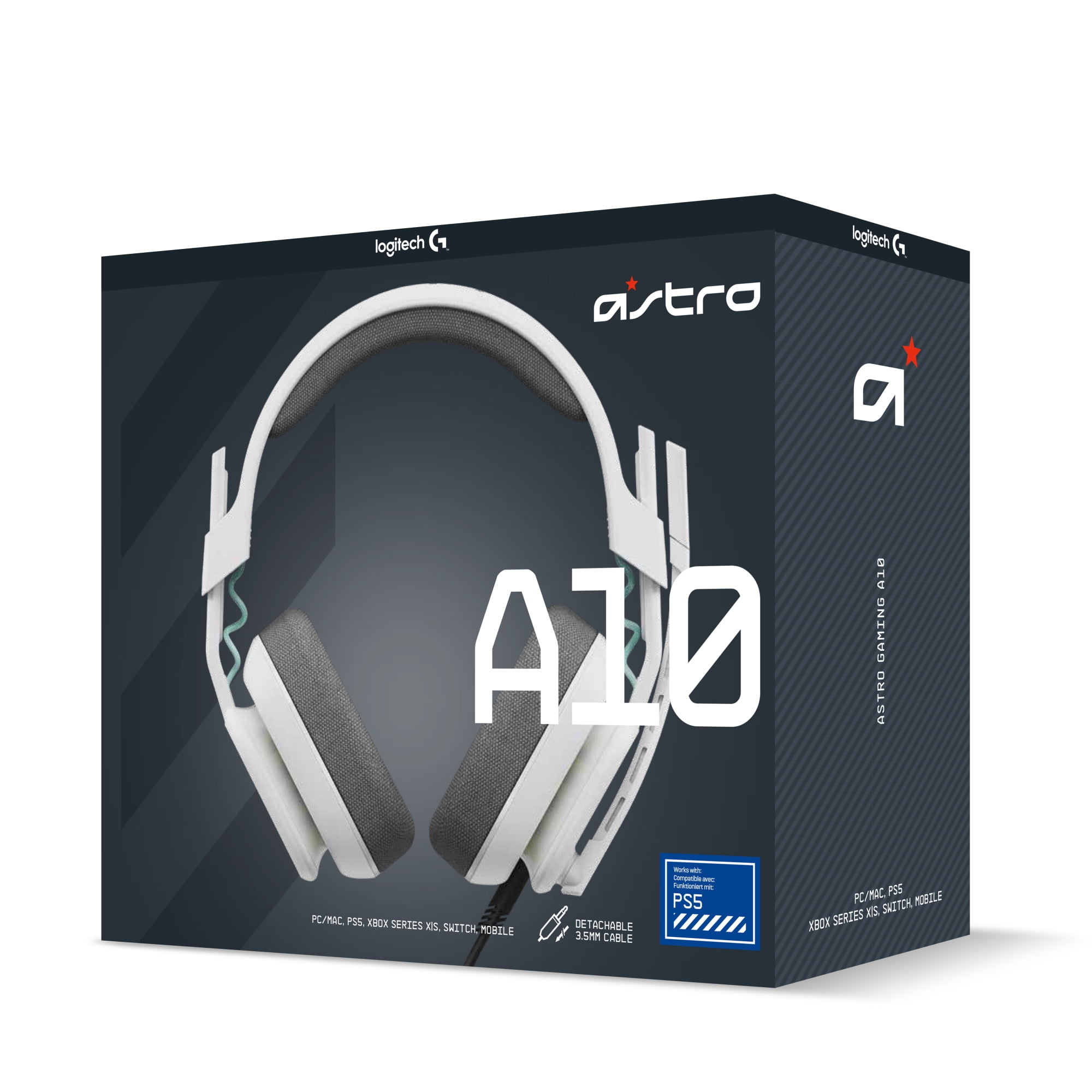 Logitech ASTRO A10 Gen 2 Wired Gaming Headset with Flip-to-Mute Microphone and 32 mm Drivers (White, Over-Ear) b30zg