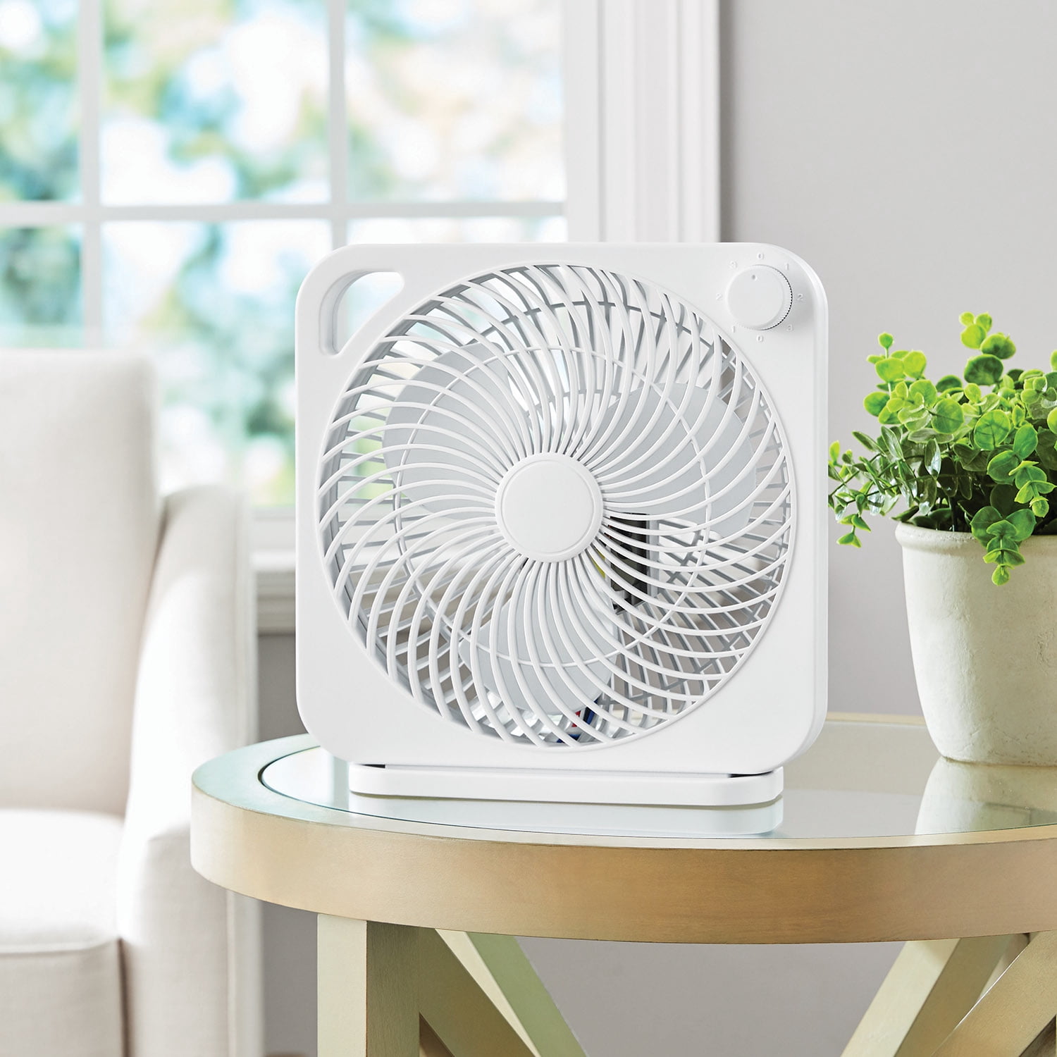 Mainstays 9 in 3-Speed Indoor Personal Table Fan (White, 9 in) 4vru6