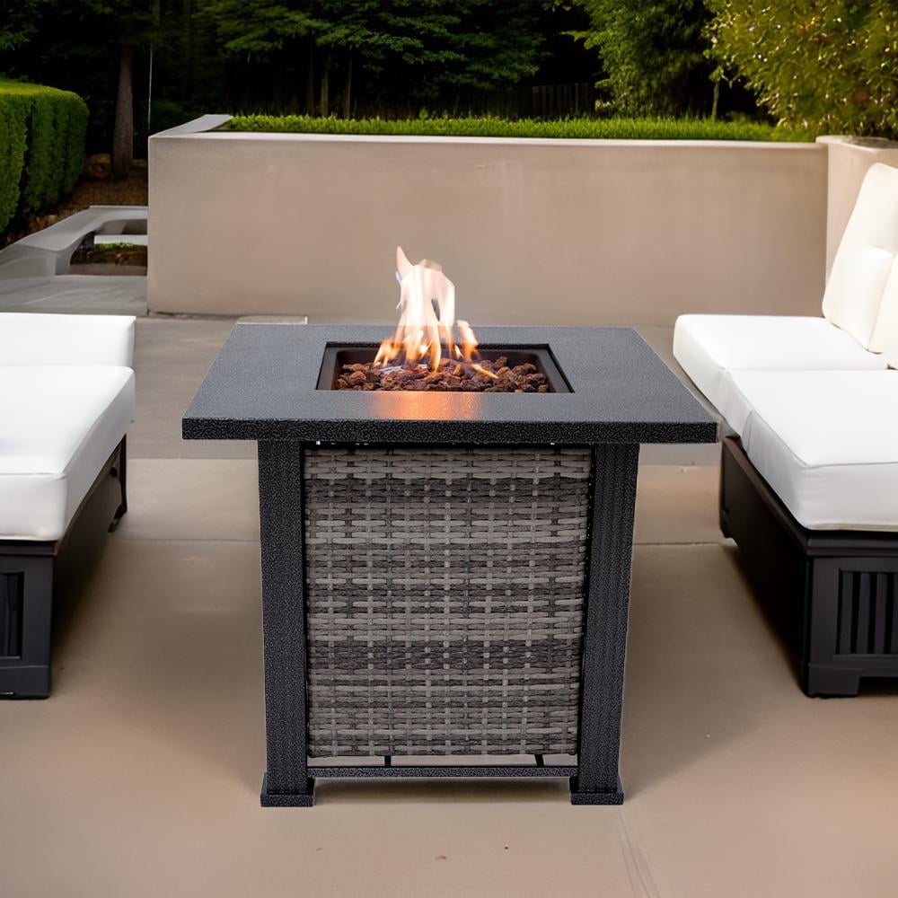 Sol Living Adana 28 in Outdoor Propane Fire Pit Table (Grey, 28 in x 28 in x 24.4 in) 005sh