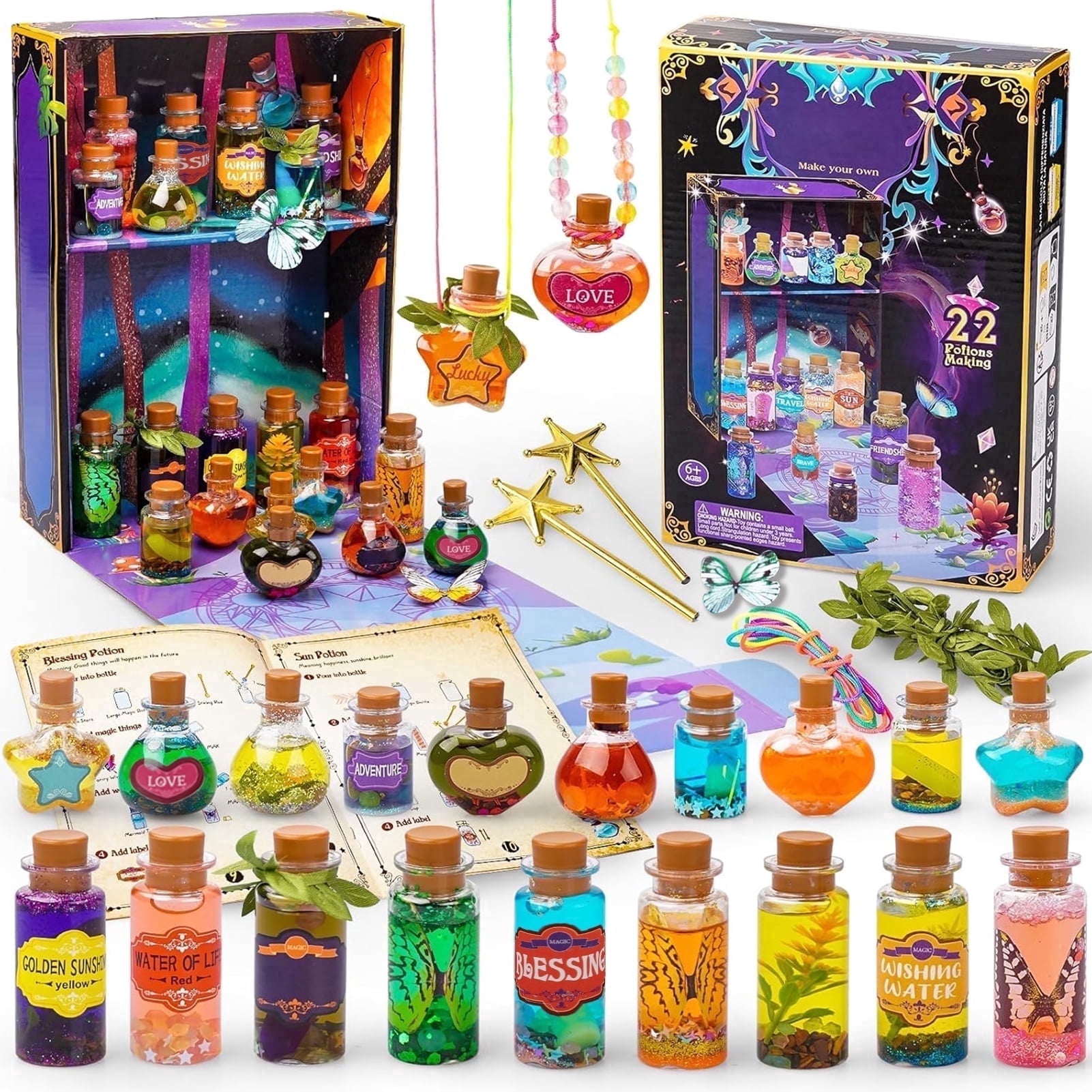 KiddiTouch Fairy Potion Making Kit for Kids, DIY Creative Craft Activity Set (Multicolor, 22-Piece Set) 5ncuw