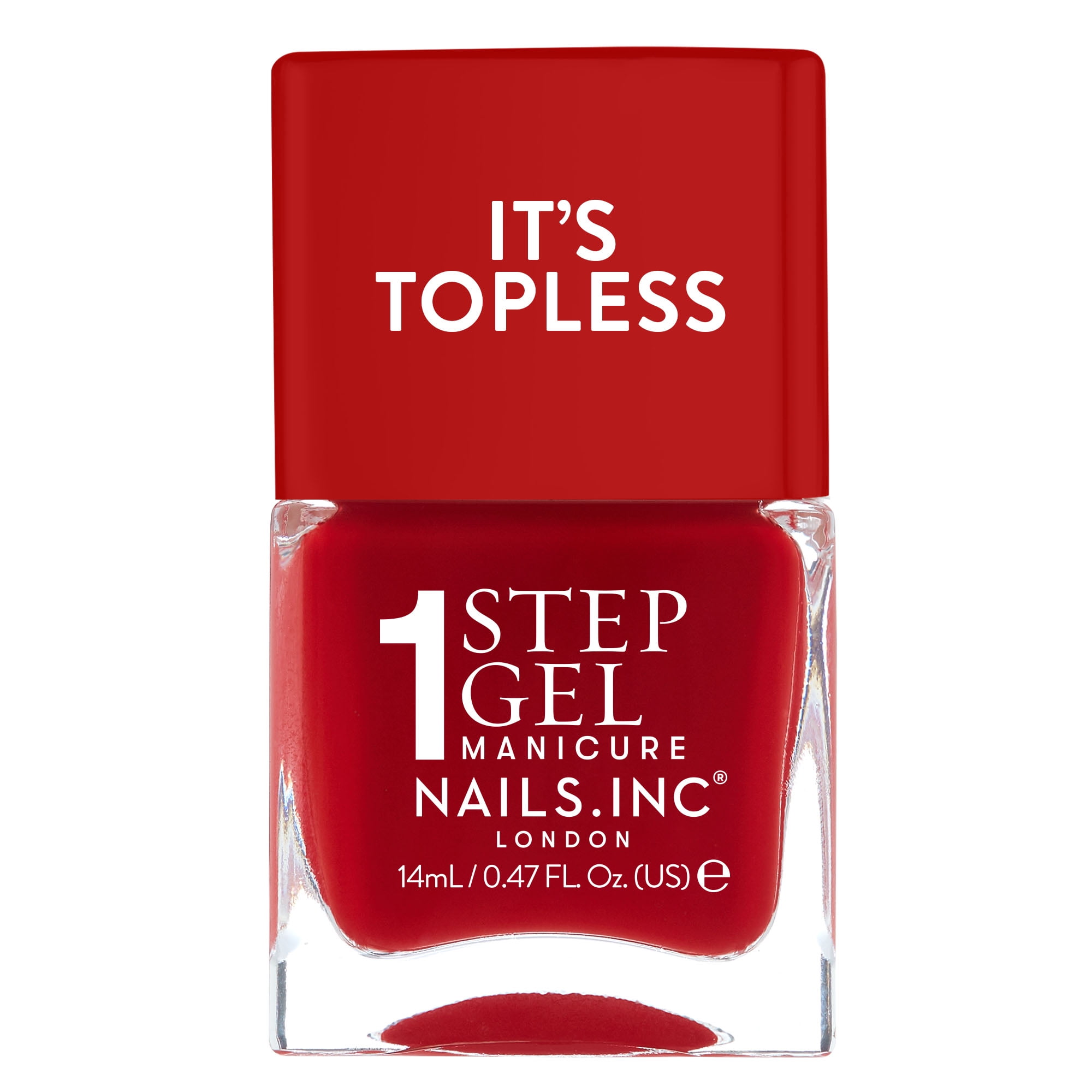 Nails Inc It's Topless Gel-Like Nail Polish, 4-in-1 Base Coat & Treatment, Lipstick Red (Kendall, 0.47 oz) x7lcr