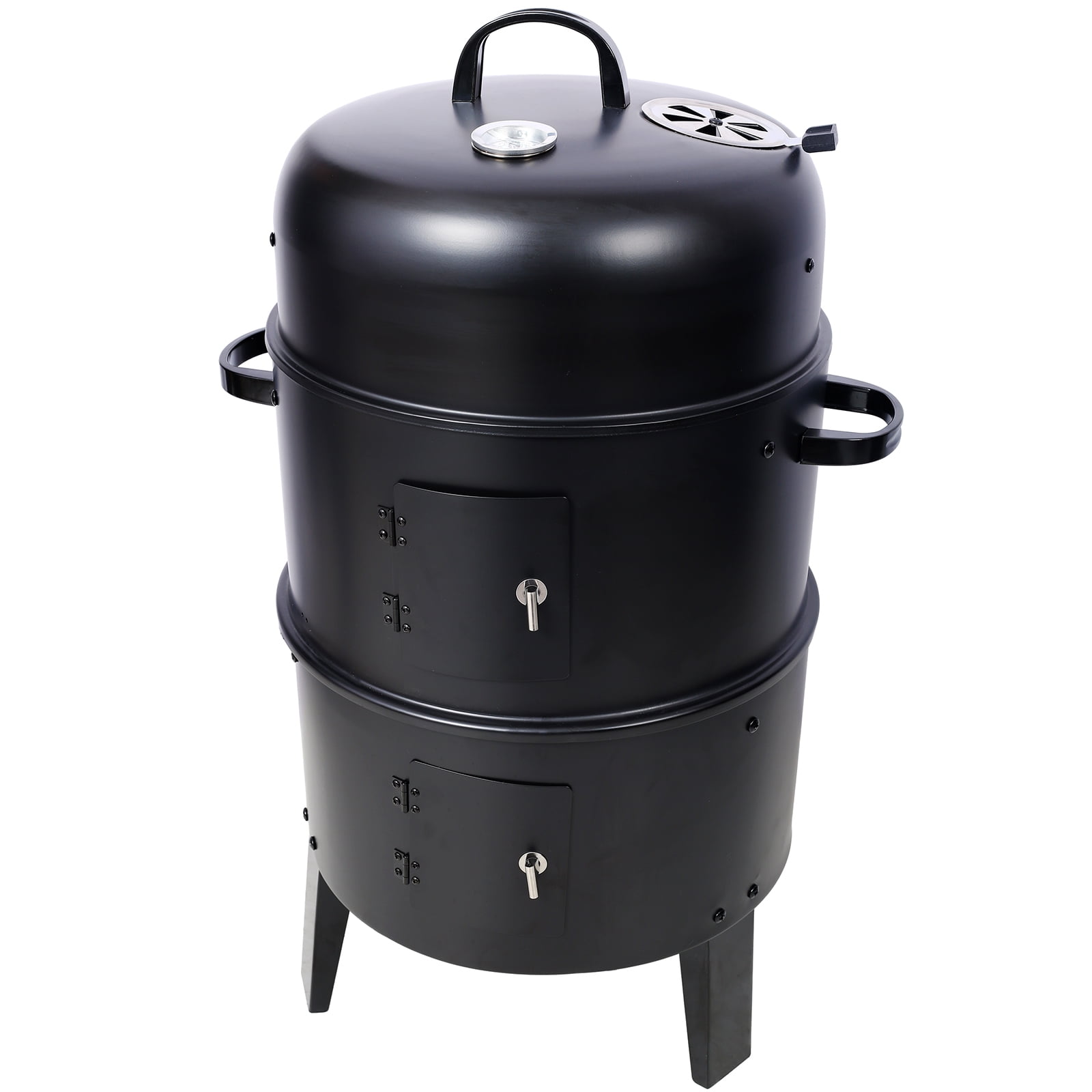 Deiokin 16-Inch Charcoal Smoker Grill, 3-in-1 Vertical Wood Smoker for Outdoor Cooking (Black, 16 in) lmvsc