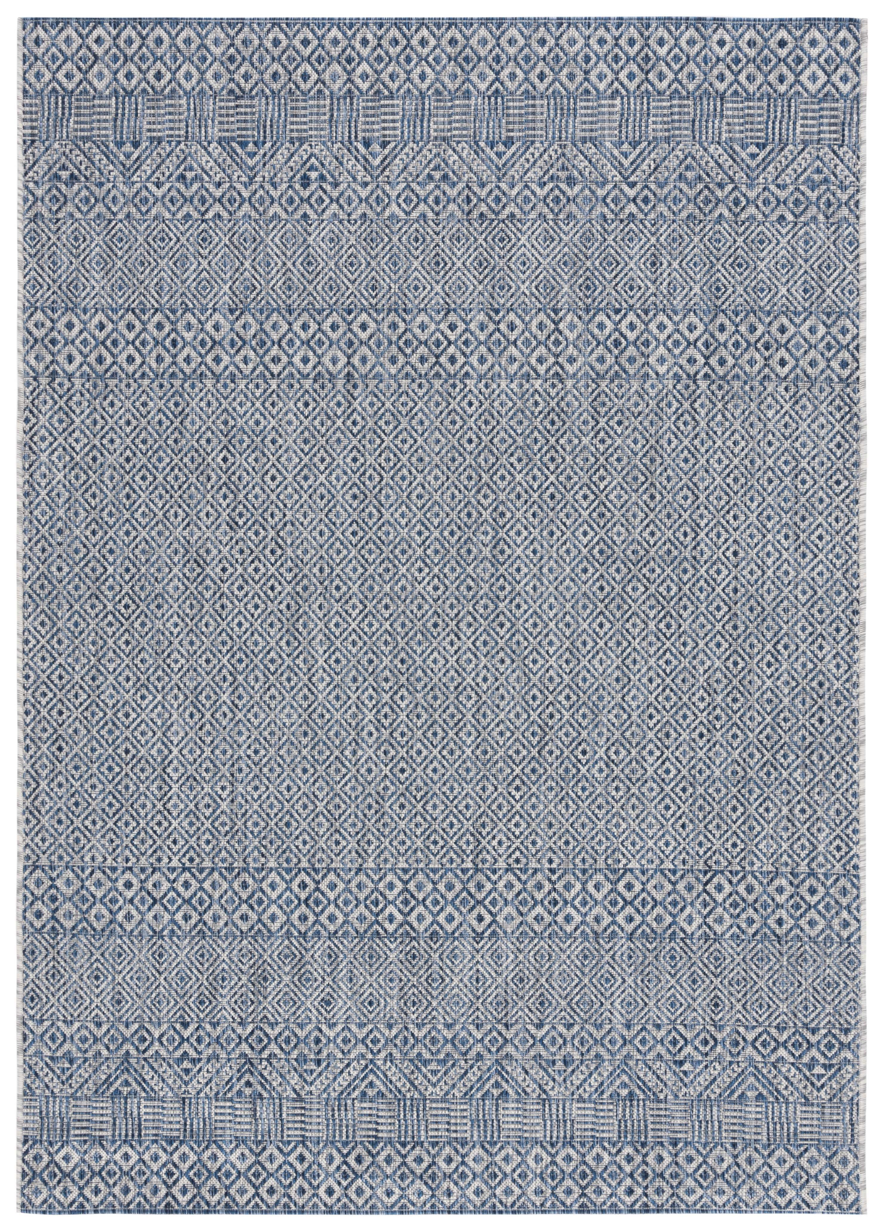 Safavieh Courtyard Evander Geometric Indoor/Outdoor Area Rug (Gray/Blue, 5 ft 3 in x 7 ft 7 in) hwgxc