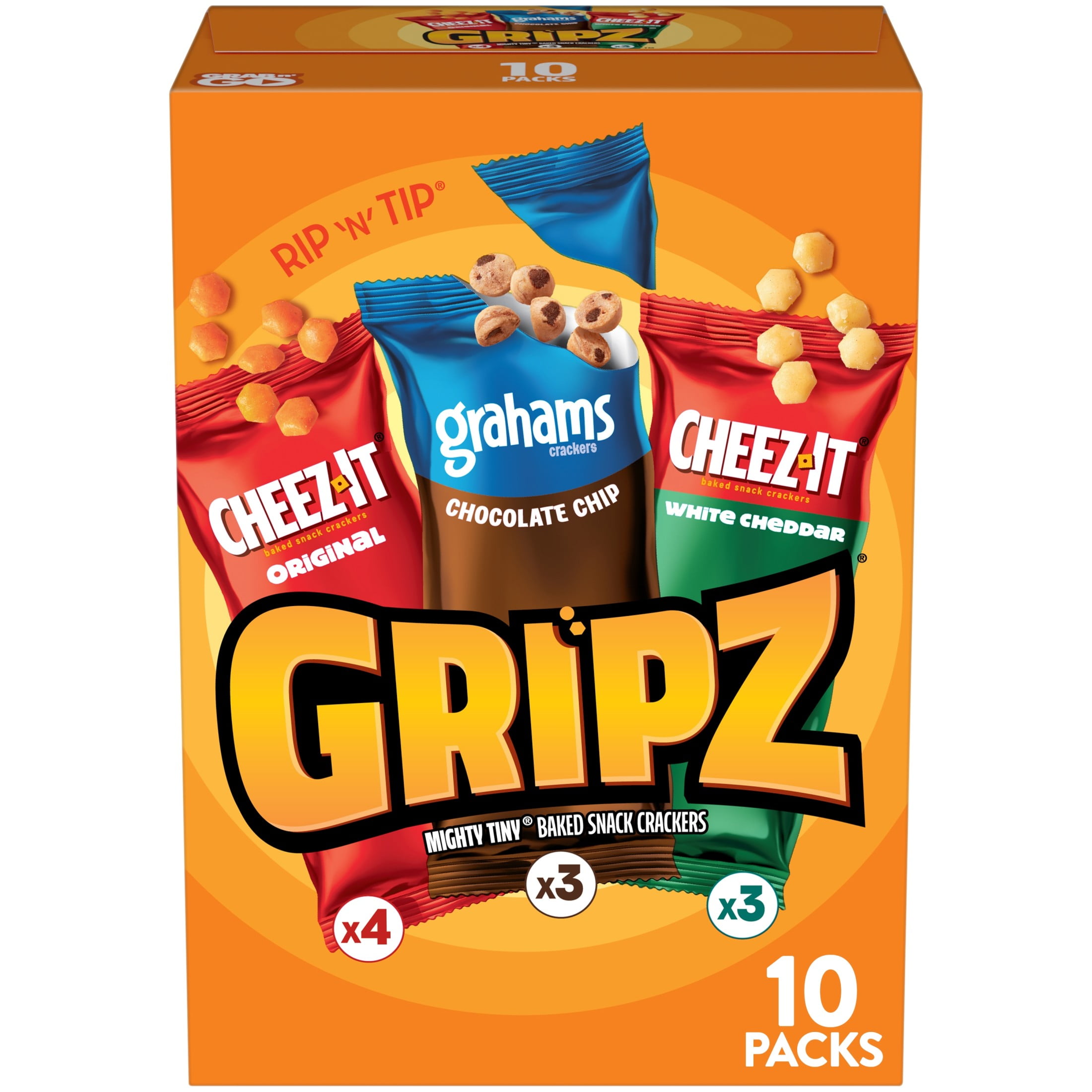 Cheez-It Gripz Variety Snack Pack, Baked Mini Crackers and Grahams (9 oz, 10 Count) fupnh