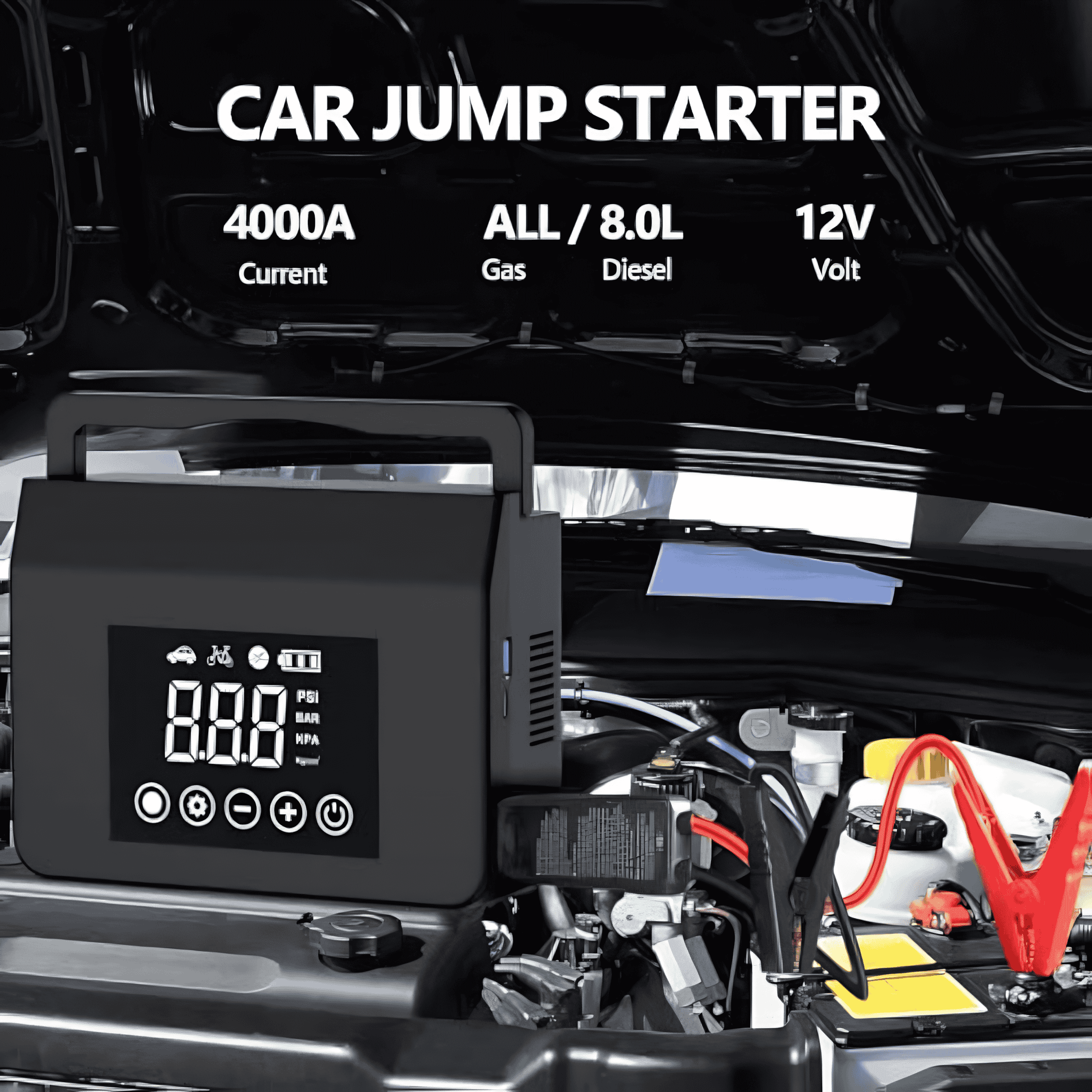 Gegaibe Portable Car Jump Starter with Air Compressor (4000A, Black) qtvc1
