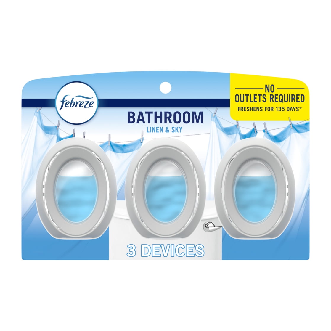 Febreze Bathroom Air Freshener, Odor-Fighting, Linen & Sky Scent (3 Count) ns5s2