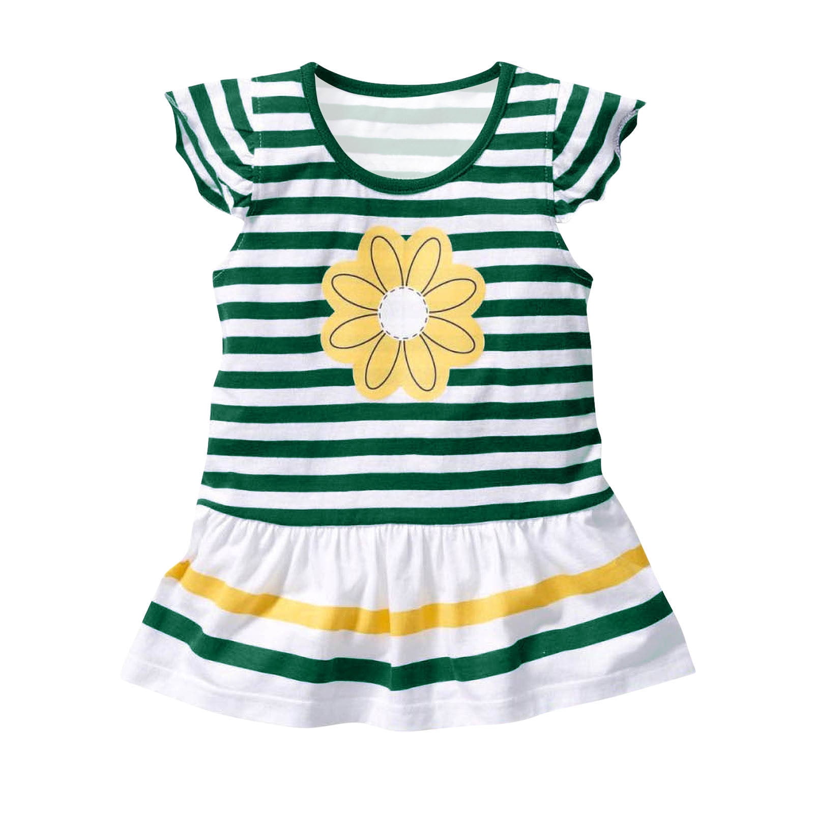 Erwazi Toddler Girls Summer Floral T-Shirt and Pants Outfit Set (Green, 2T) 71te3