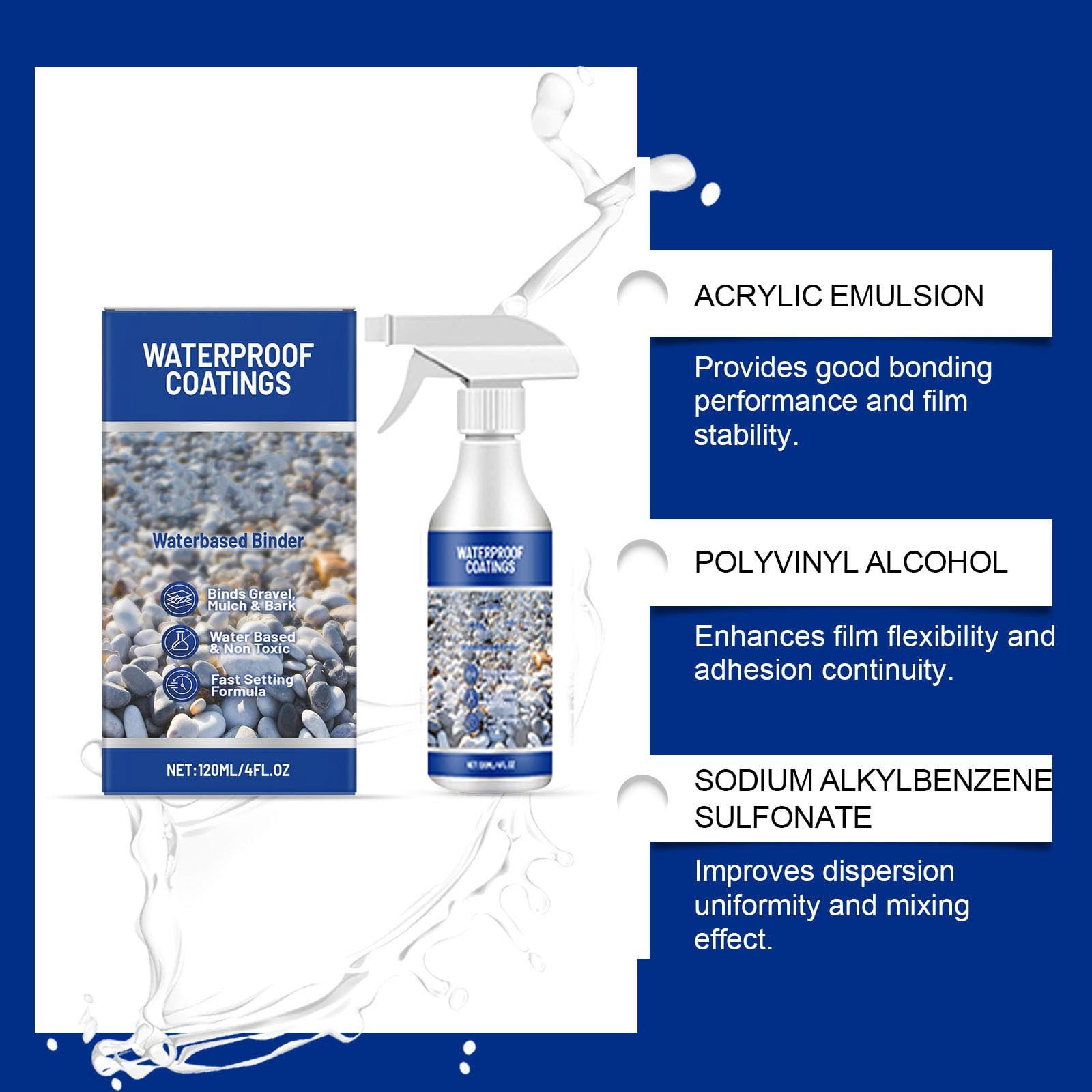 niuniuniu Gravel Binder and Mulch Glue for Landscaping (Blue, 32 fl oz) 6juzx