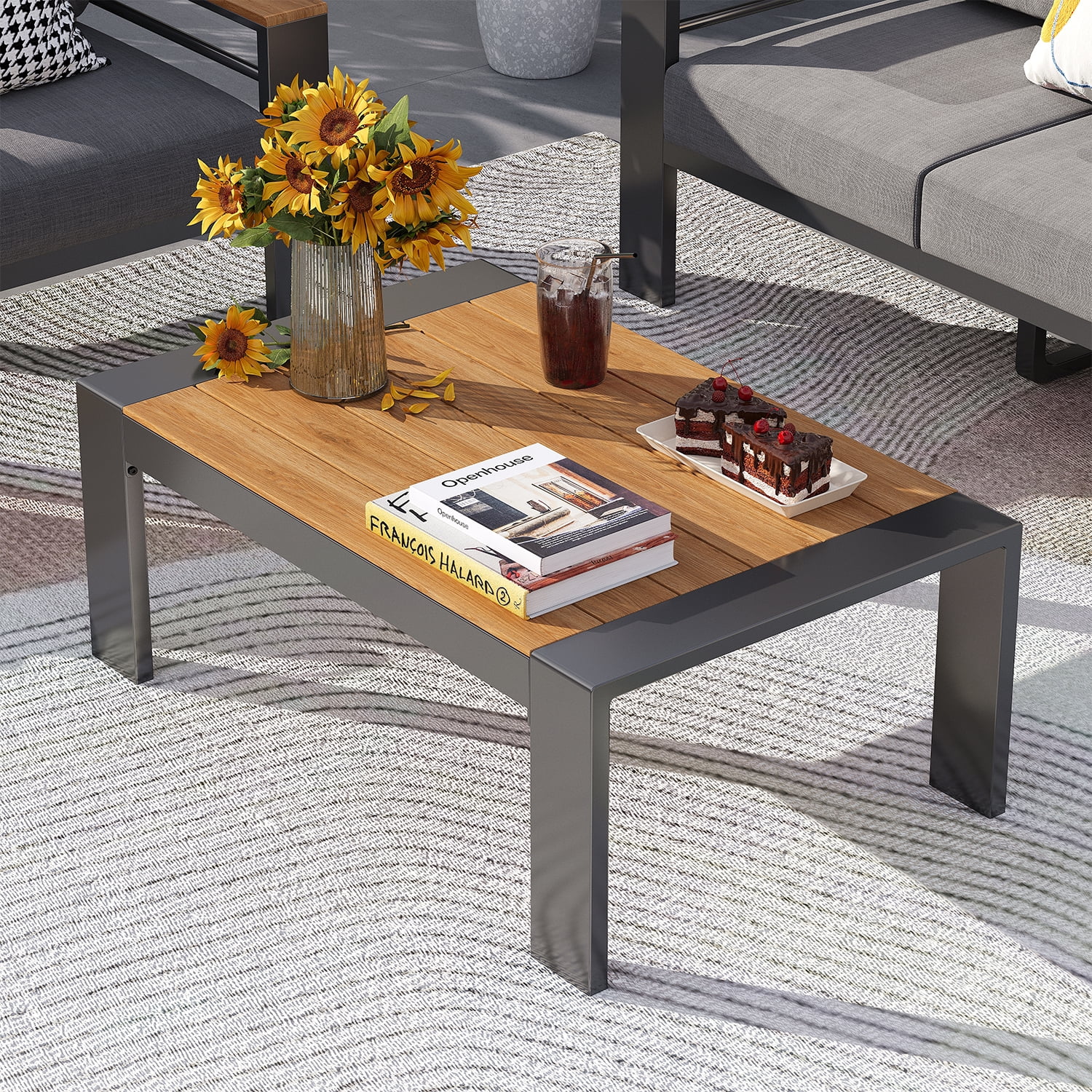 CLOUDDWELL 7-Piece Outdoor Patio Sectional Set with Coffee Table and Cushions (Gray, 7-Seat) odr39