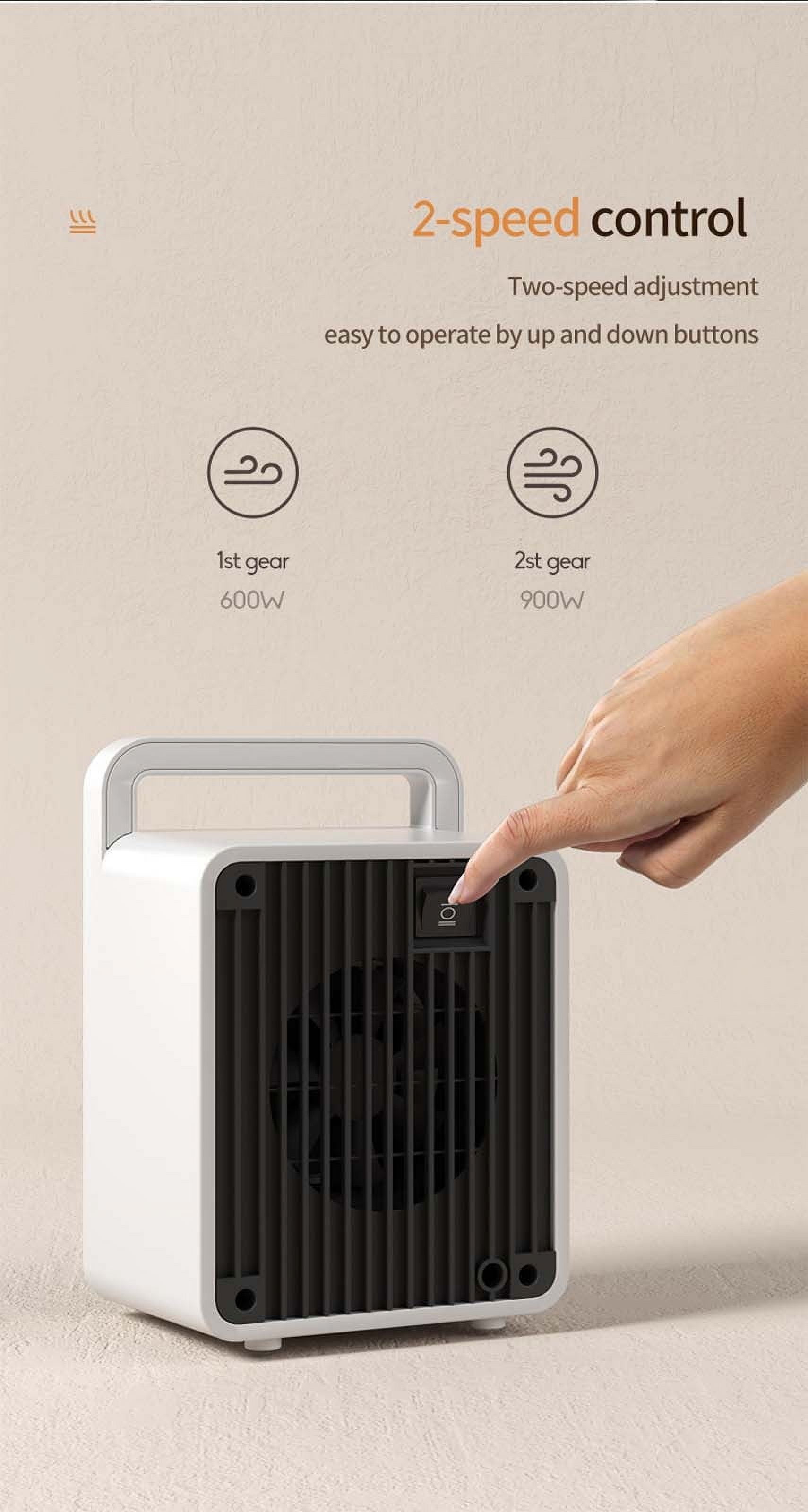 CVLNCYCLING Portable Electric Space Heater with Adjustable Thermostat and Fan Mode (White, 6 in) nuqon
