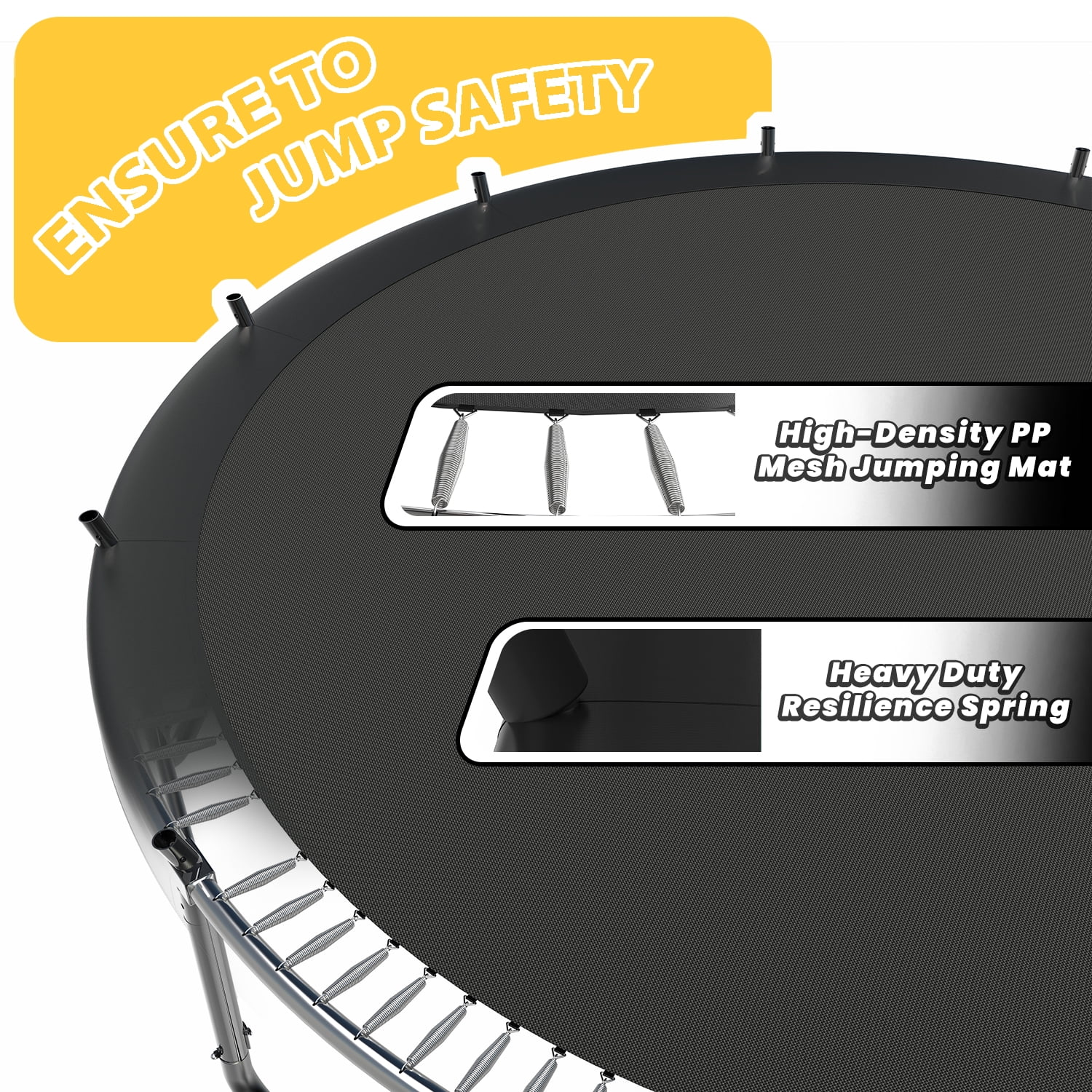 Leumius 16 ft Outdoor Recreational Trampoline with Safety Enclosure, Ladder, and Basketball Hoop (Black, 16 ft) j4kjx