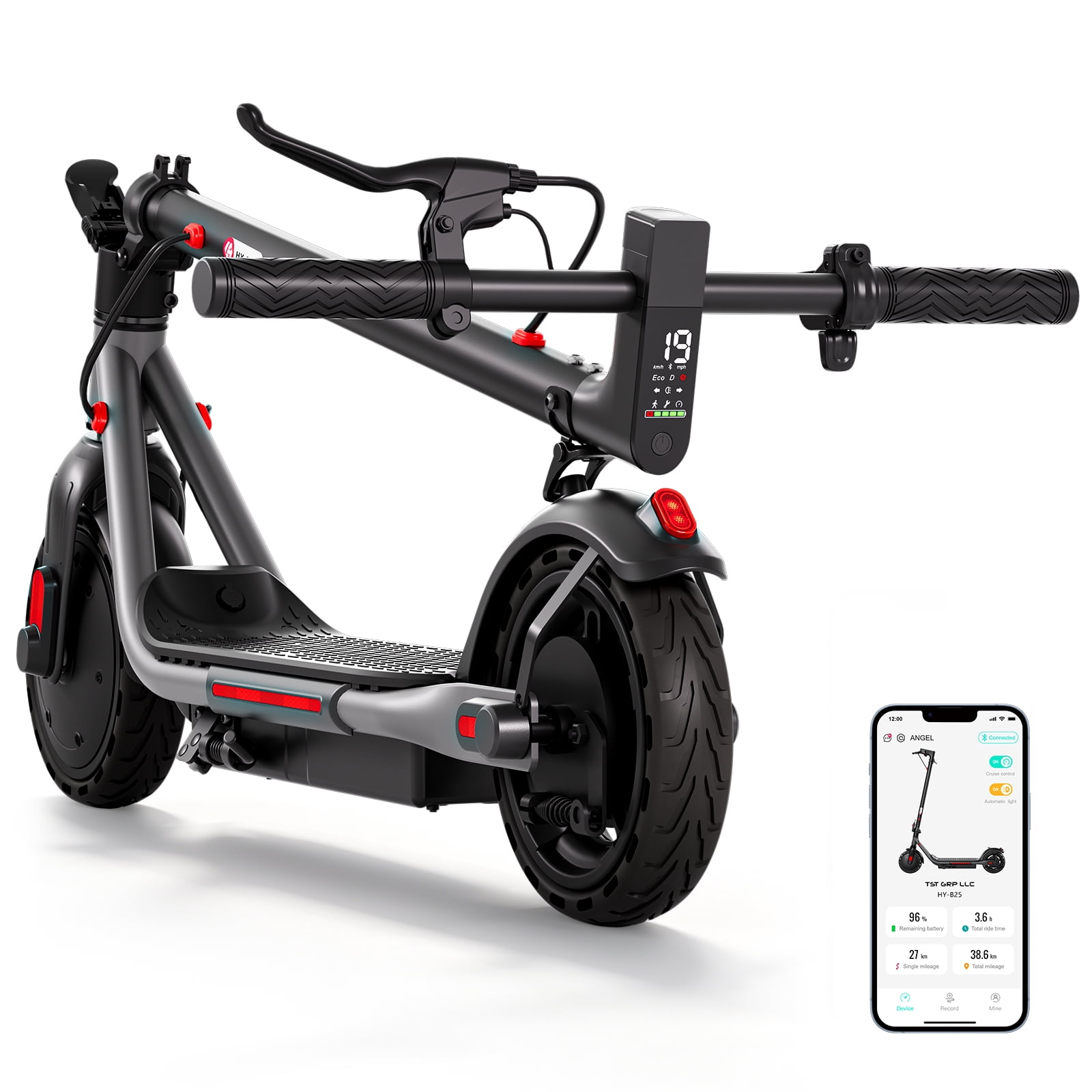 SISIGAD Electric Scooter for Adults, Foldable Commuter Scooter with 500W Motor, 19 MPH Max Speed (Green, 8.5 in) 4tsbn